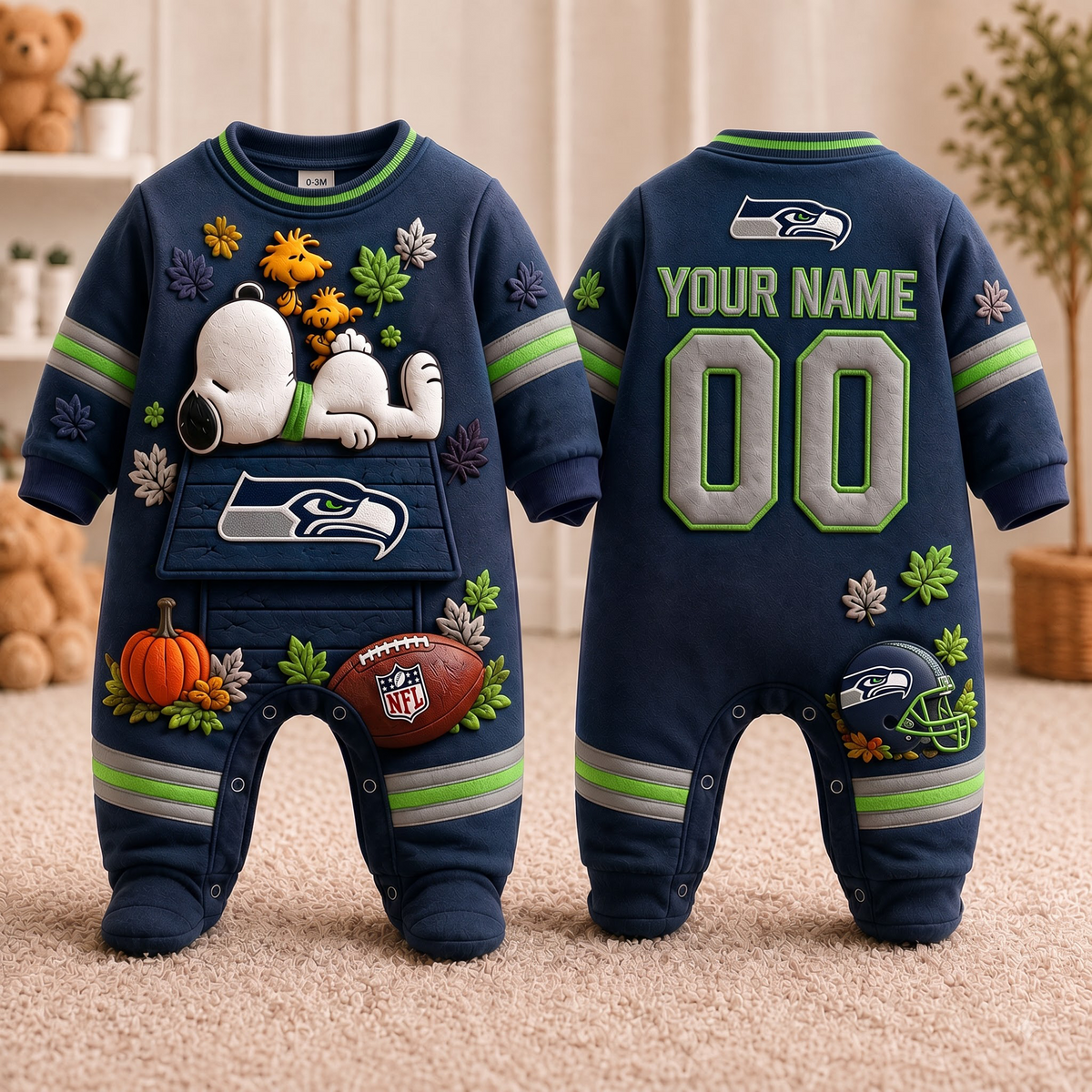 SS_Personalized NFL Football Baby Onesie – Custom Name & Number