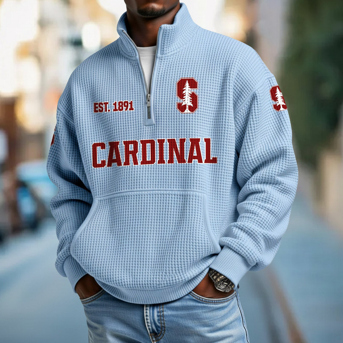 STAN x College Football - Waffle Stand Collar Half Zip Sweatshirt DatND DVT