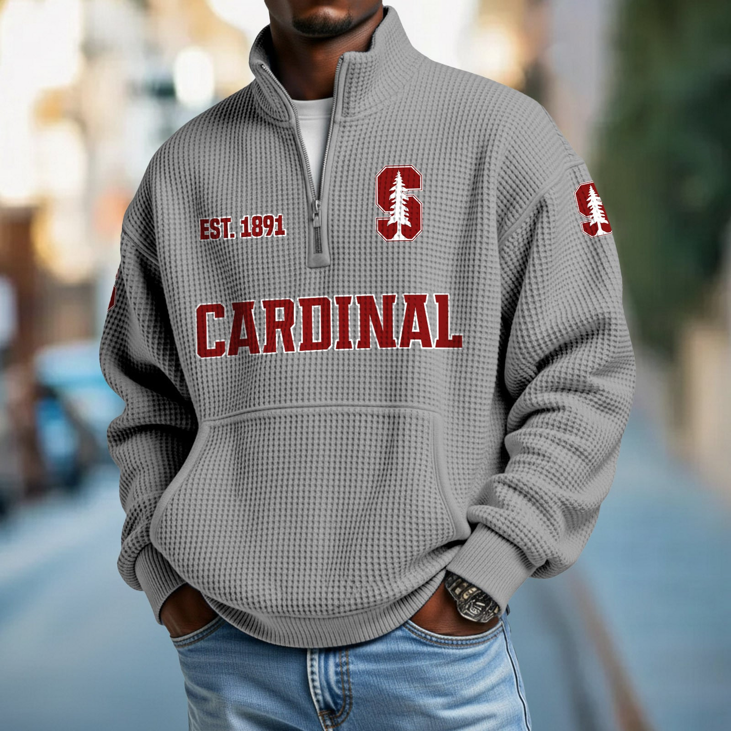 STAN x College Football - Waffle Stand Collar Half Zip Sweatshirt DatND DVT