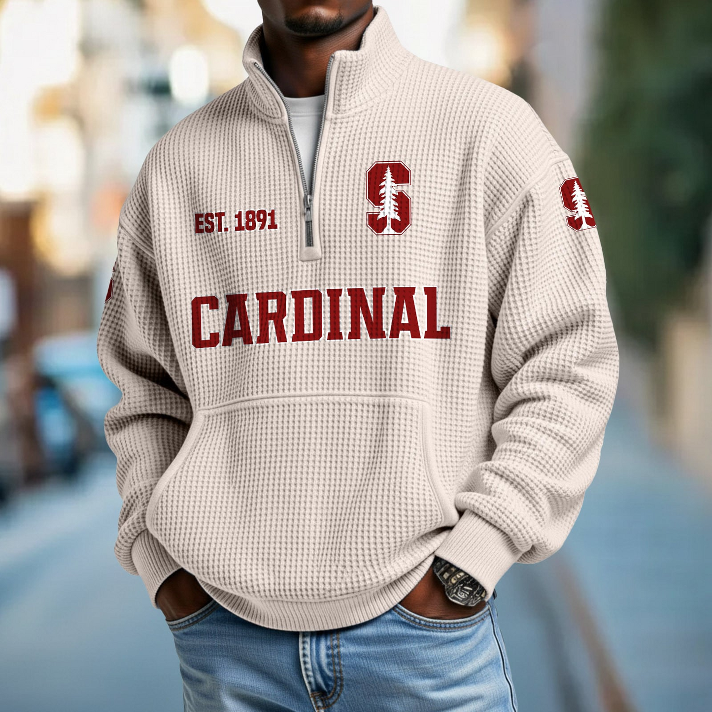 STAN x College Football - Waffle Stand Collar Half Zip Sweatshirt DatND DVT