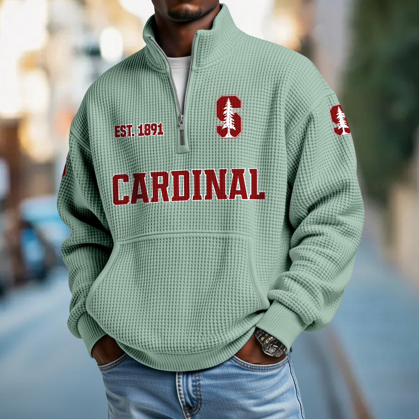 STAN x College Football - Waffle Stand Collar Half Zip Sweatshirt DatND DVT