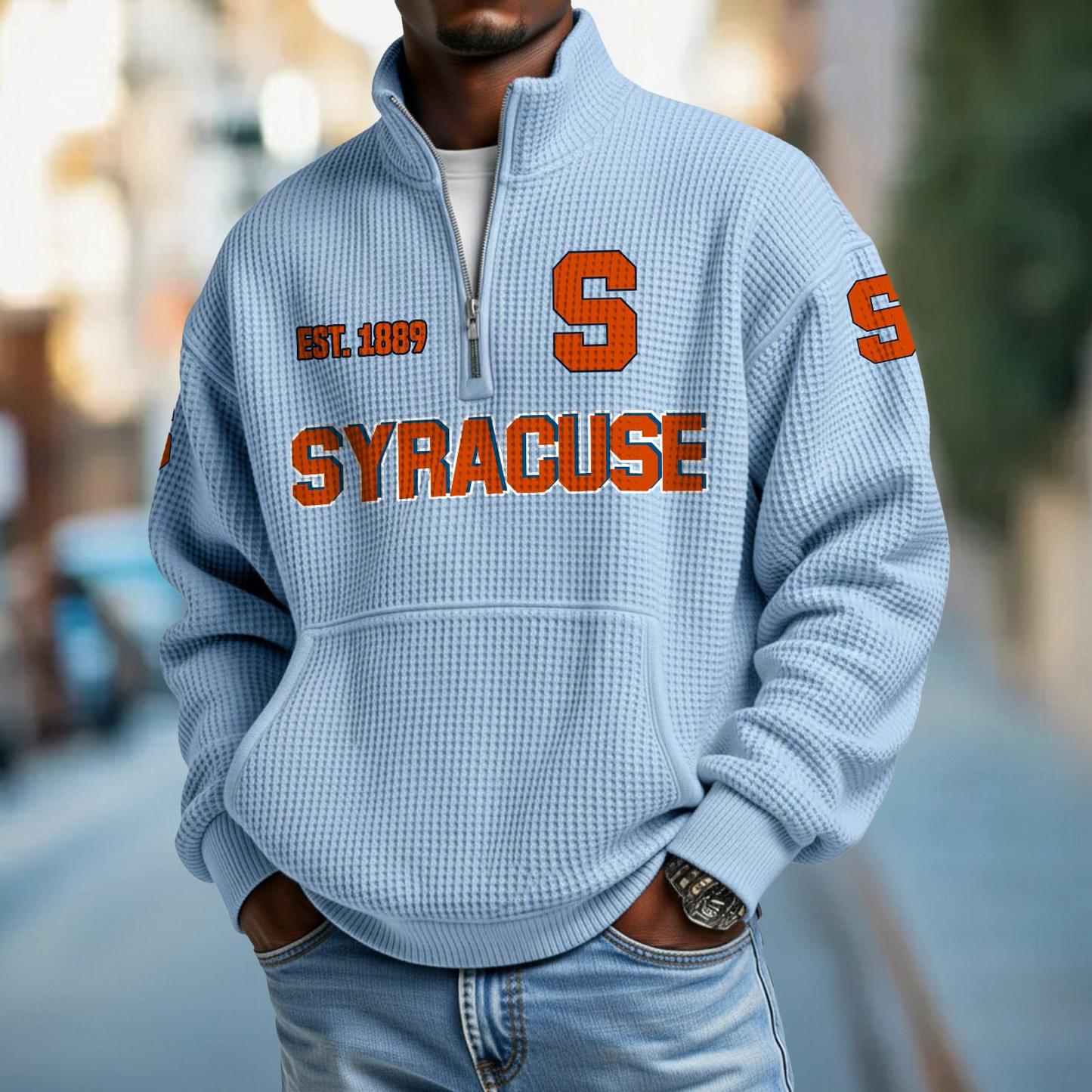 SYR x College Football - Waffle Stand Collar Half Zip Sweatshirt DatND DVT