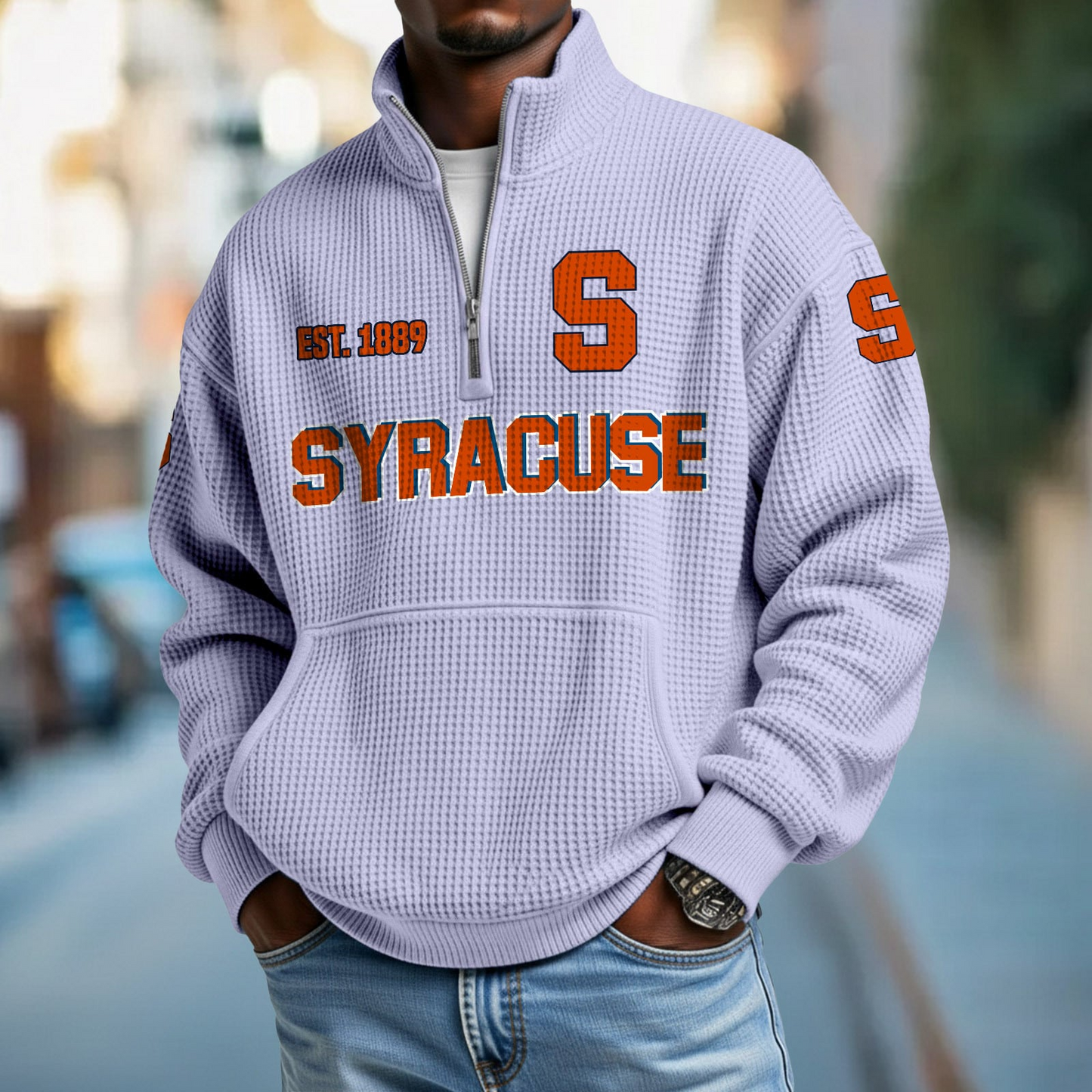 SYR x College Football - Waffle Stand Collar Half Zip Sweatshirt DatND DVT