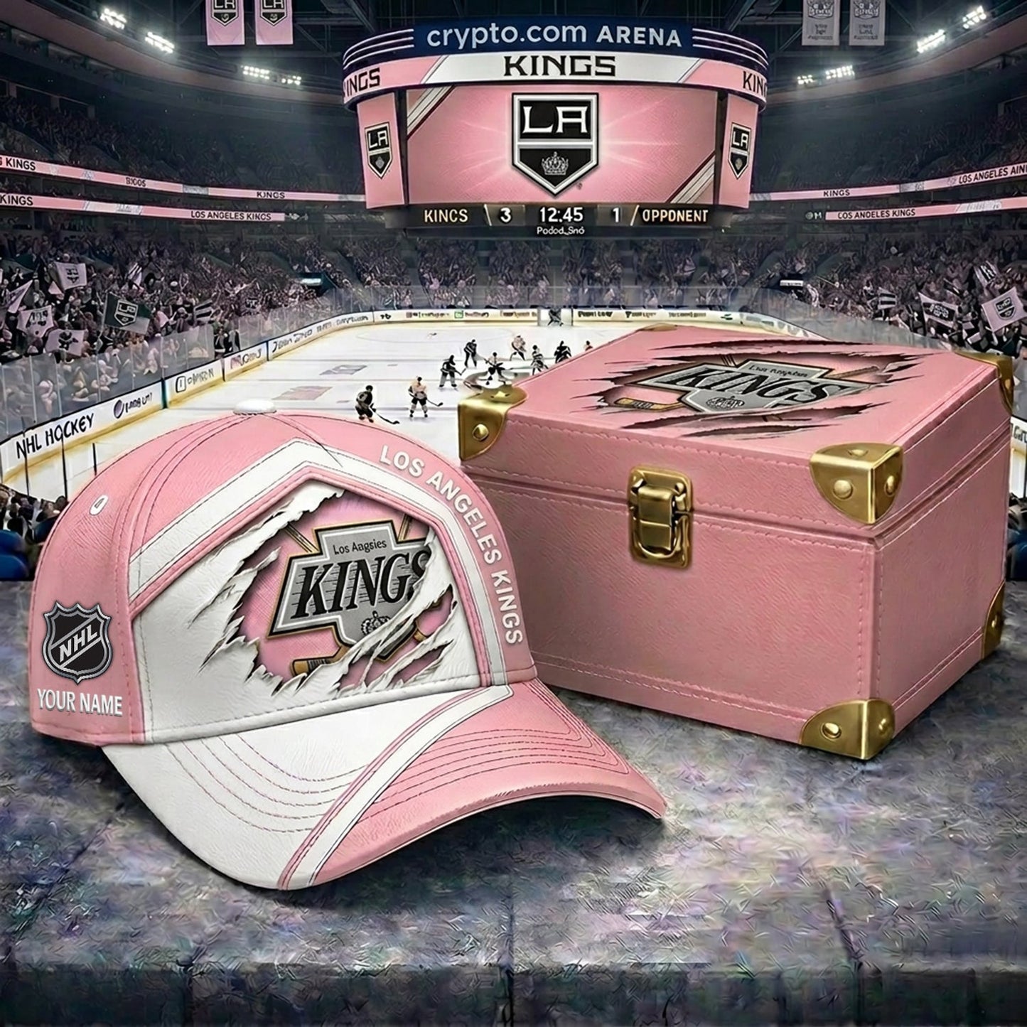 Signature Series NHL x LAK BESPOKE PASTEL PINK CRACK CUSTOM NAME HAT V03 NDT NHM 280426