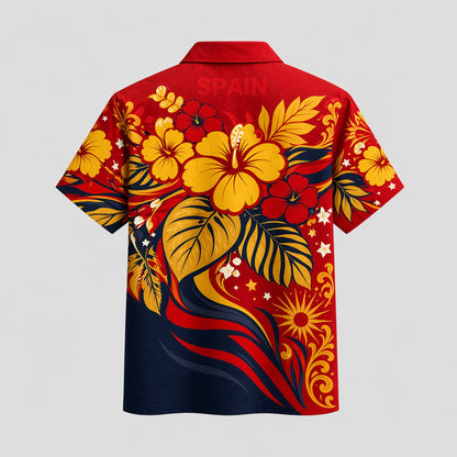 Spain World Cup 2026 Floral Hawaiian Shirt PVT02 DATND LBN 90526