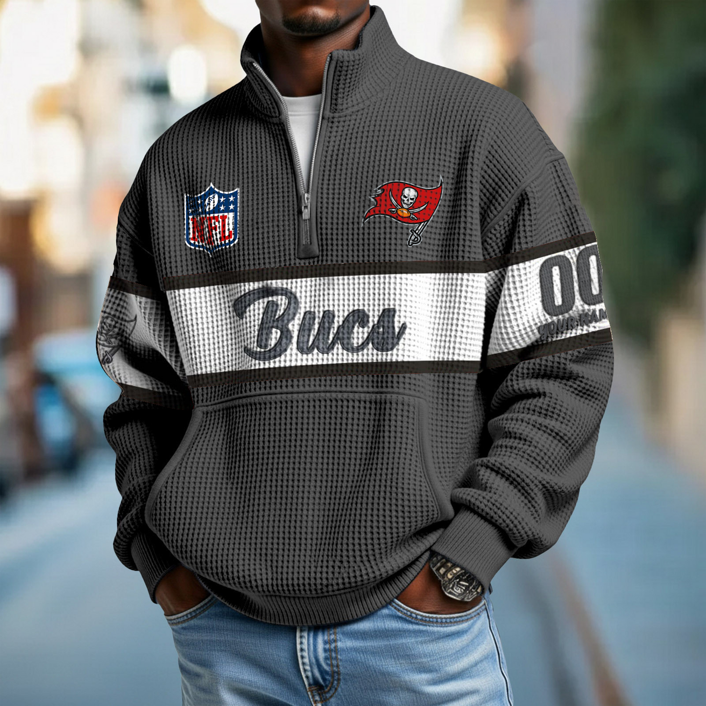TB x NFL Quarter-Zip Waffle Pullover DATND TANTD