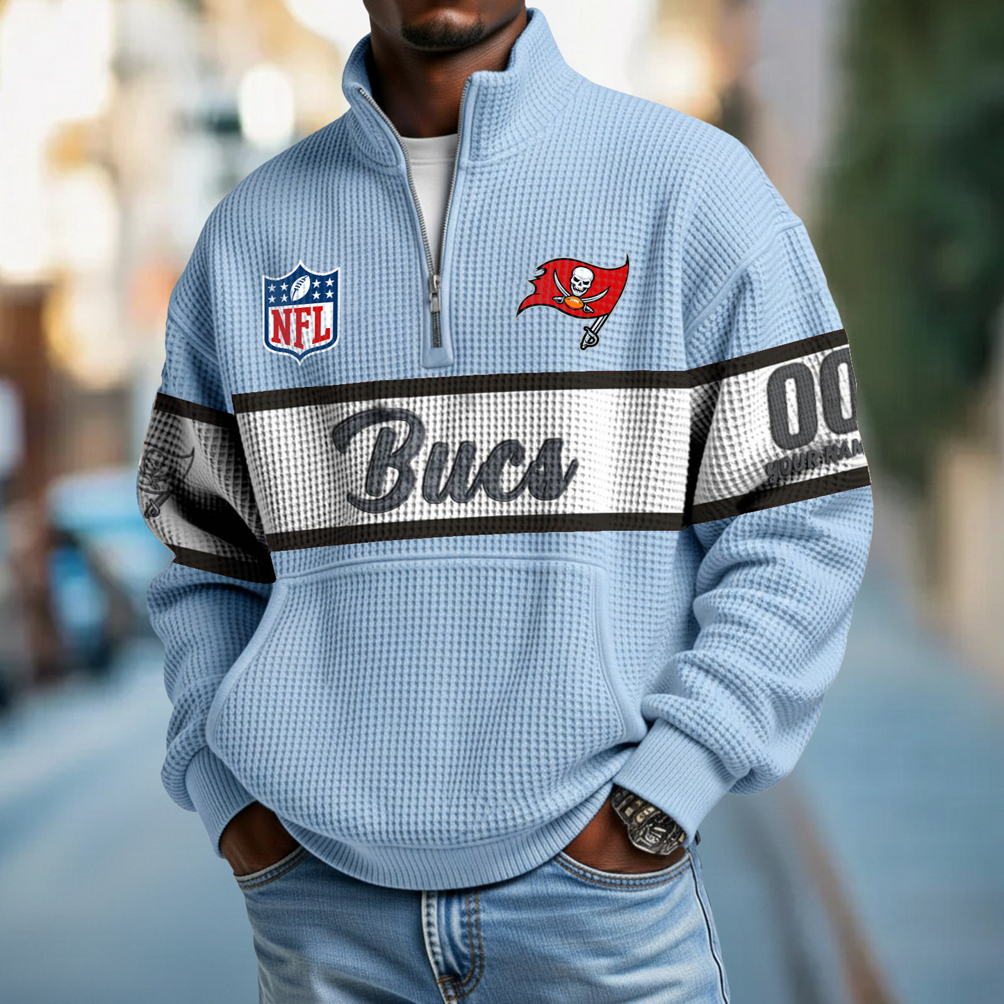 TB x NFL Quarter-Zip Waffle Pullover DATND TANTD