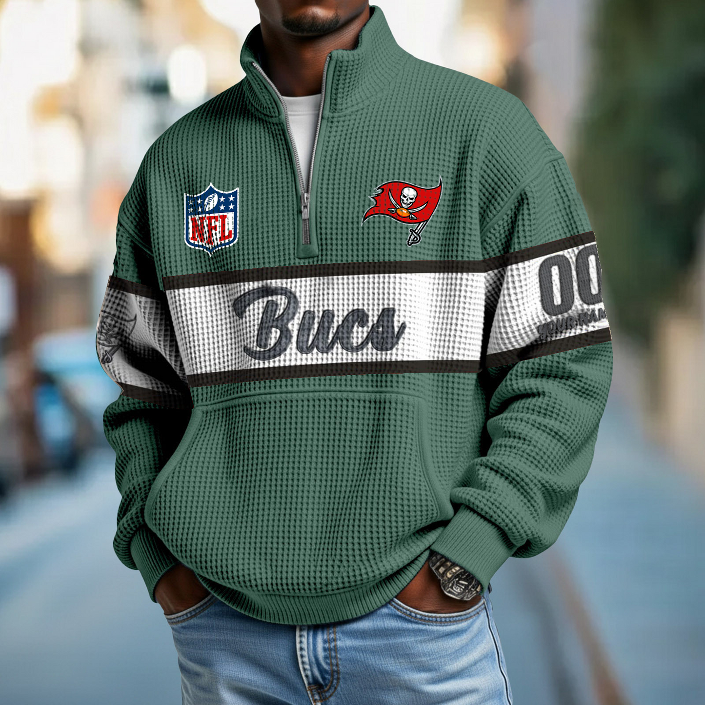 TB x NFL Quarter-Zip Waffle Pullover DATND TANTD