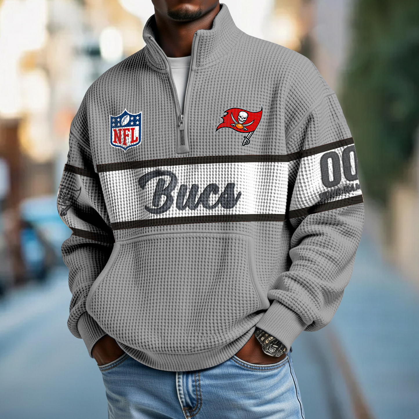 TB x NFL Quarter-Zip Waffle Pullover DATND TANTD