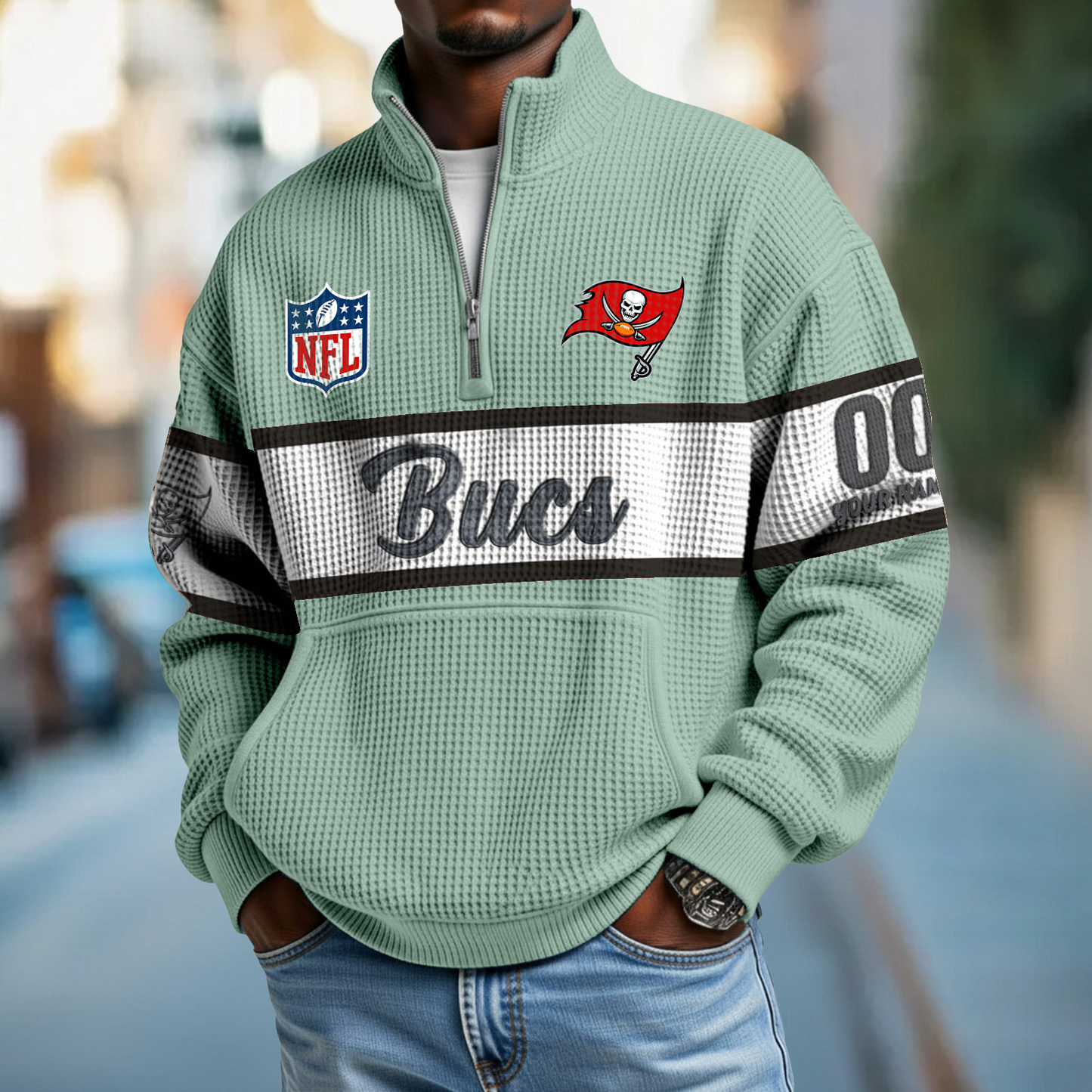 TB x NFL Quarter-Zip Waffle Pullover DATND TANTD