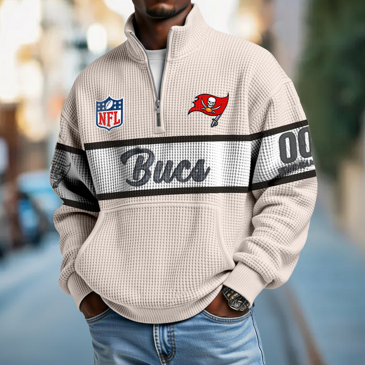 TB x NFL Quarter-Zip Waffle Pullover DATND TANTD