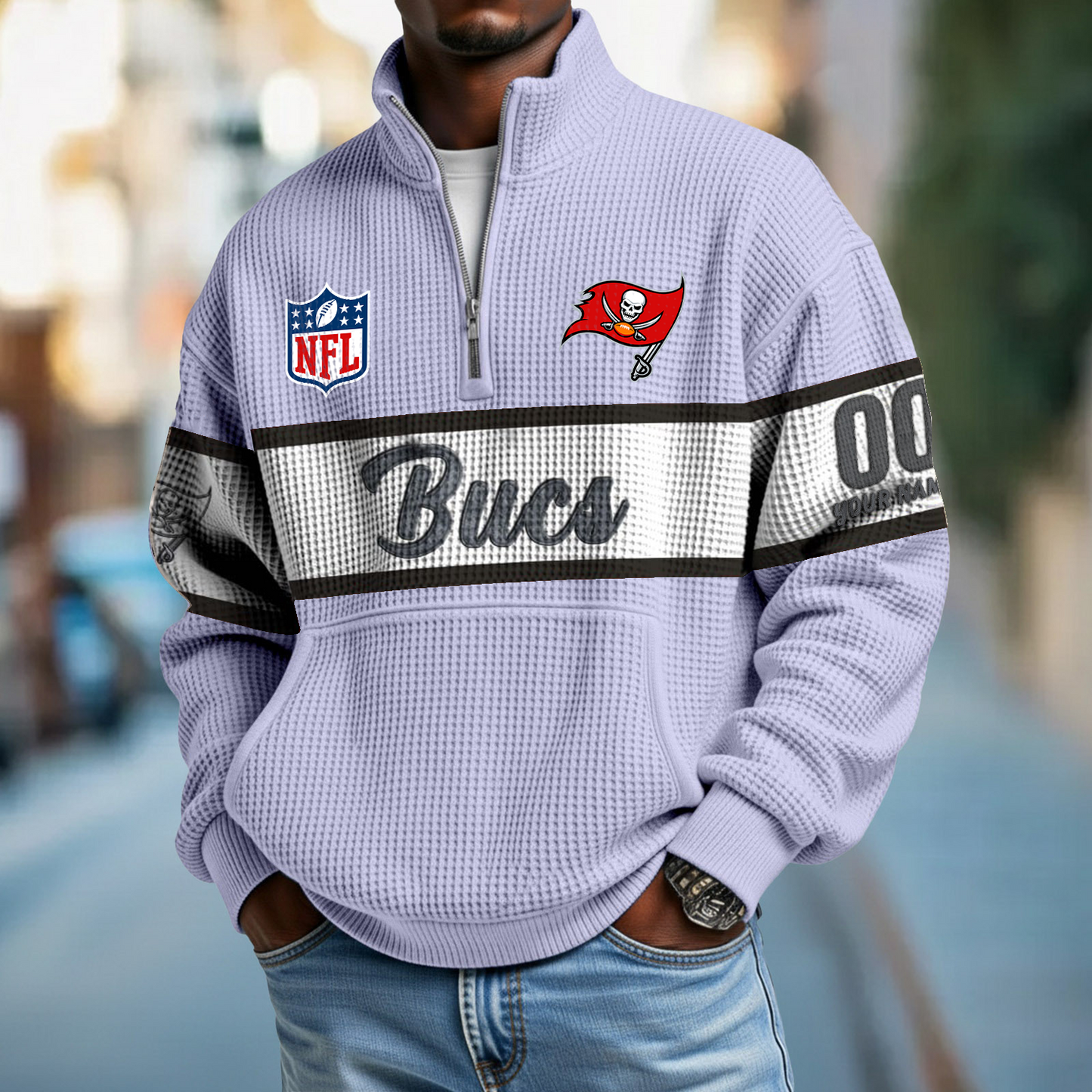 TB x NFL Quarter-Zip Waffle Pullover DATND TANTD