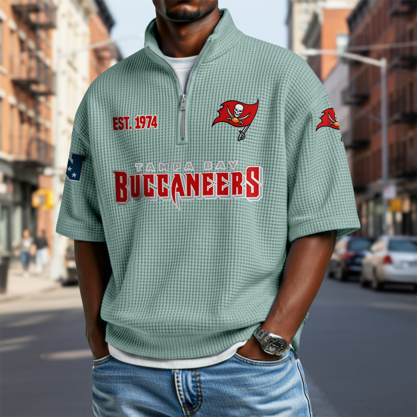 TB x NFL Waffle Short Sleeve Polo Shirt DatND DVT