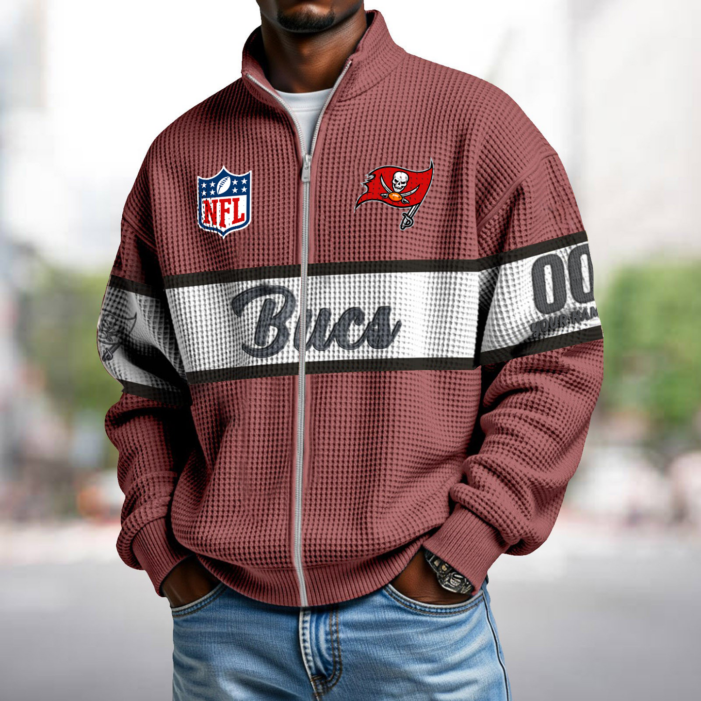 TB x NFL Waffle Zip-Up Sweatshirt DATND TANTD