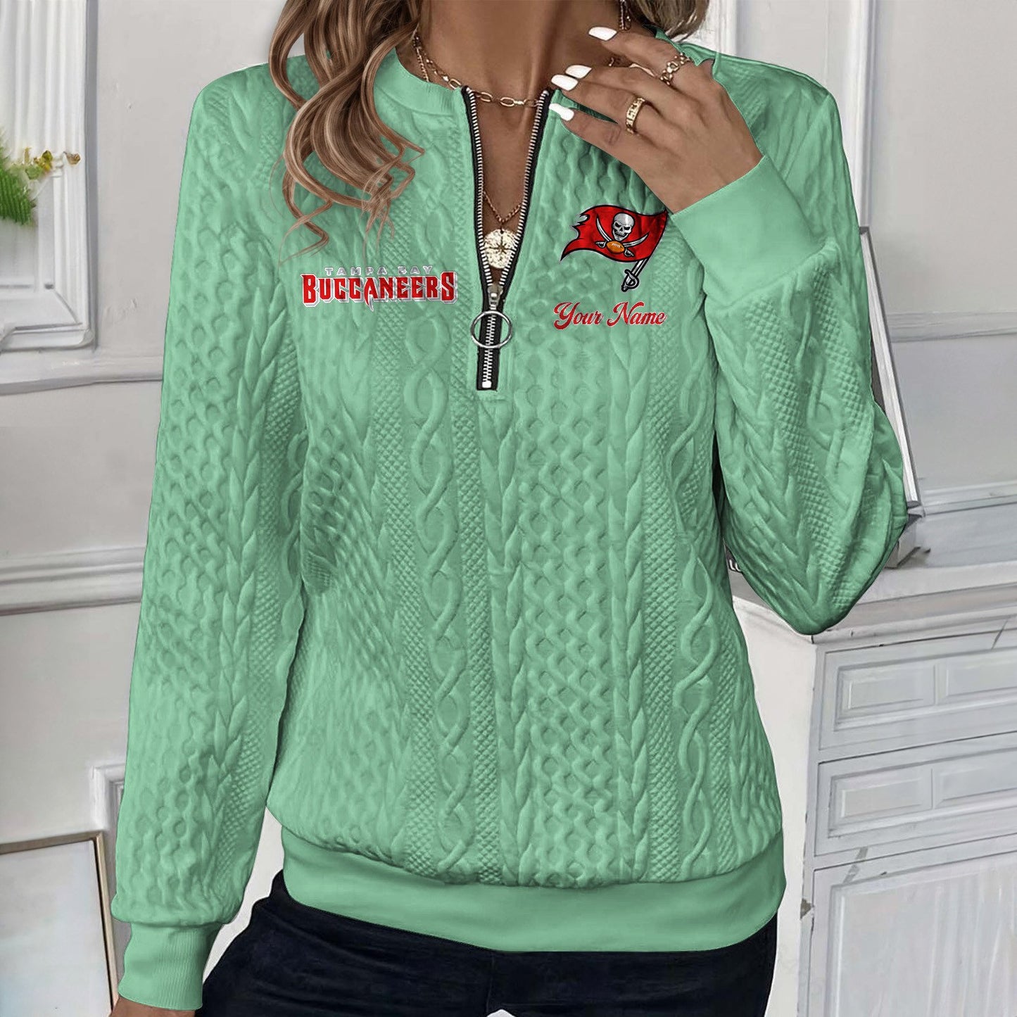 TB x NFL Women's Quilted Zip-UP Sweatshirt DatND DVT