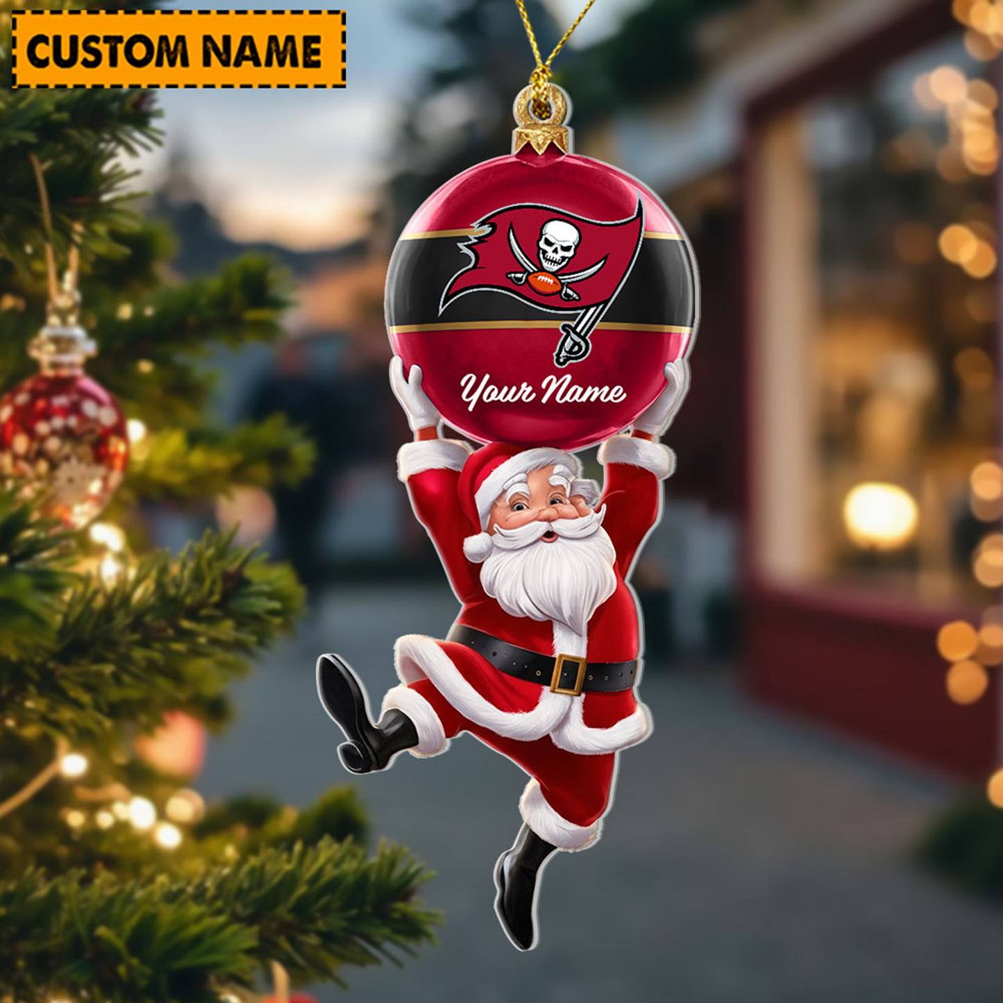 TB x Personalized NFL Acrylic Ornament Christmas DATND TANTD