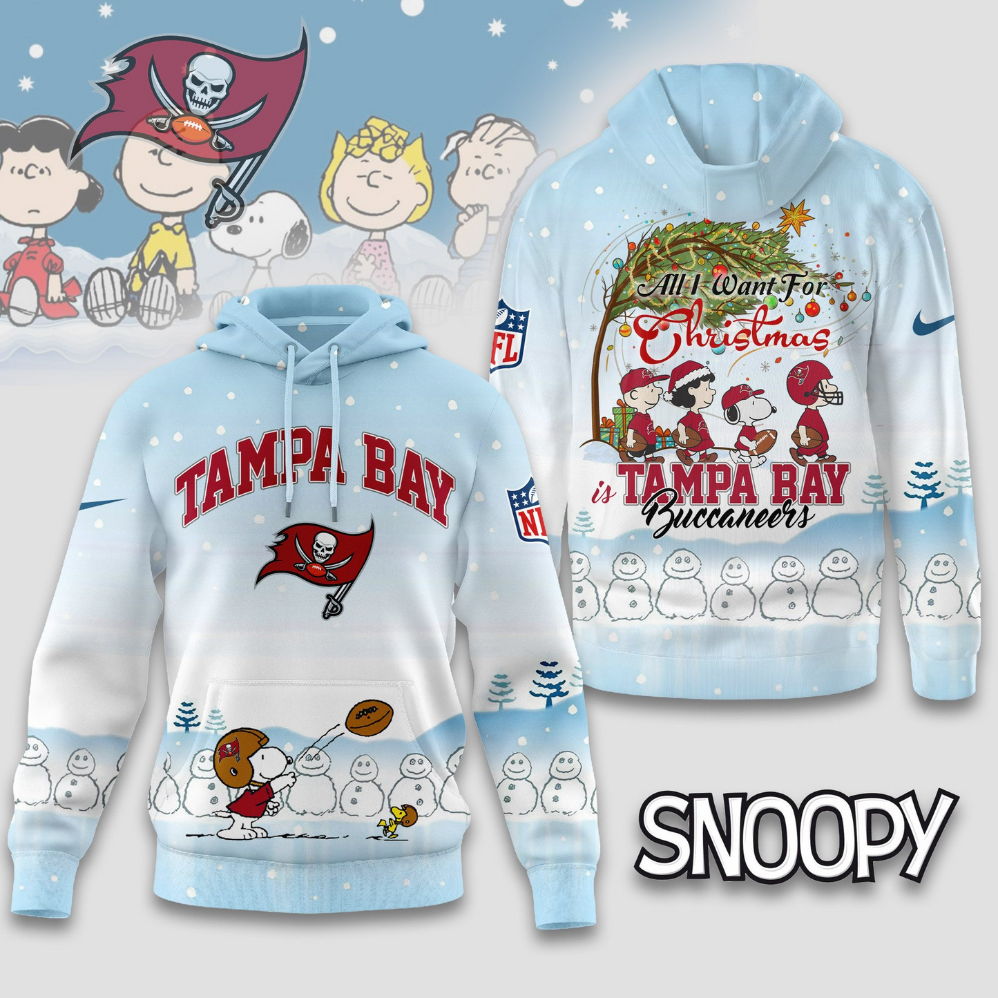 TBB Premium NFL Peanuts Snow Day Hoodie DDT CTND