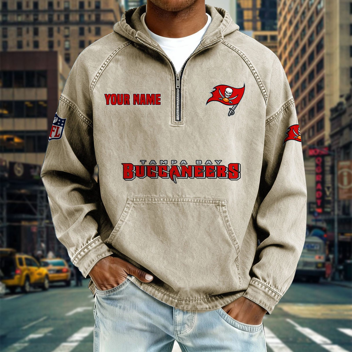 TBB x NFL Denim Long - Sleeved Hooded Sweatshirt DDT NTL