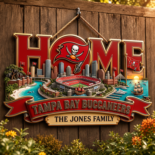 TBB x NFL Team Home Metal Sign Custom Any Name Gifts For Home Decor
