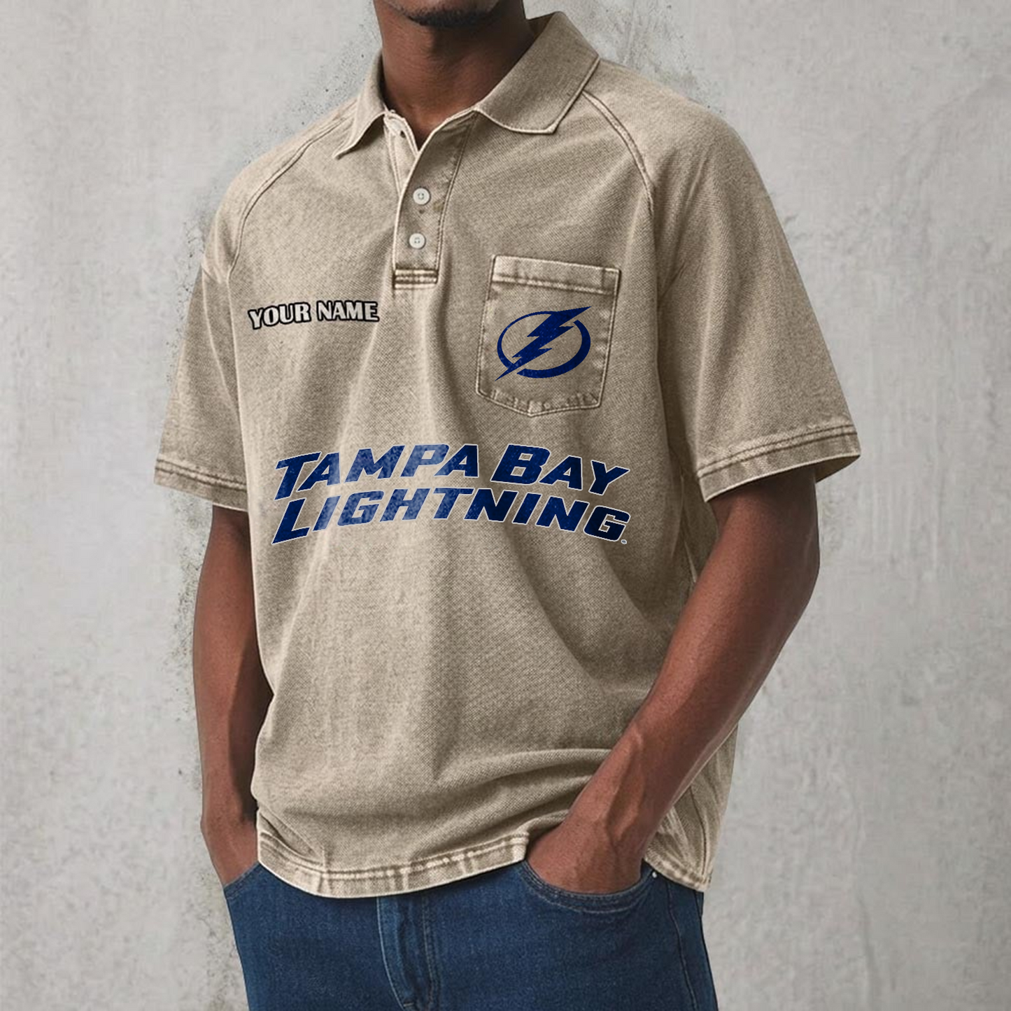 TBL x NHL Men's Distressed Turn-Down Collar Polo DATND TANTD 250526