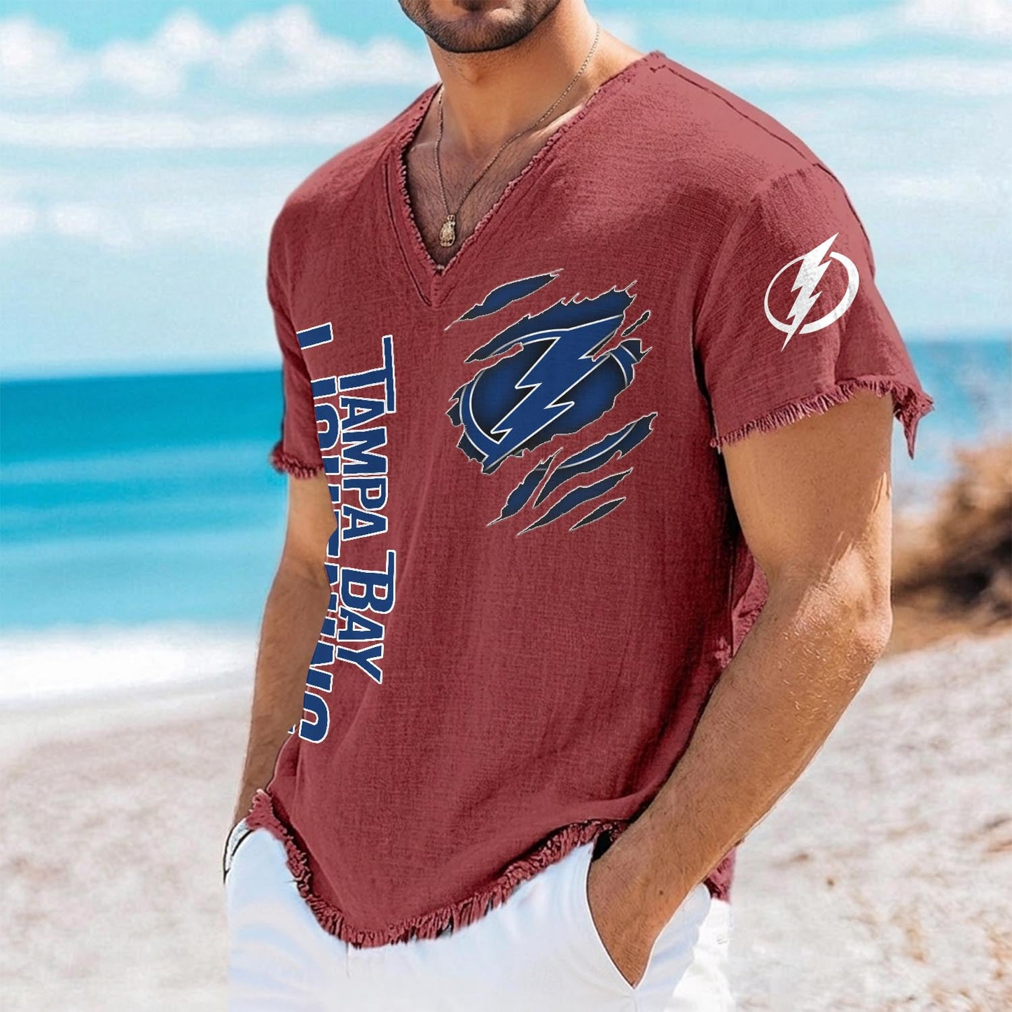 TPL x NHL V-Neck Linen Beach Shirt 1905 DatND DVT