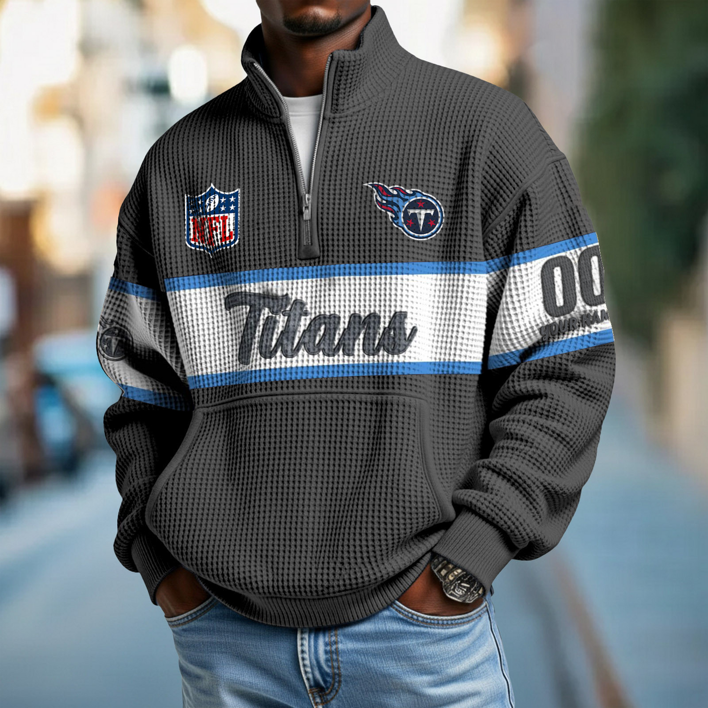 TEN x NFL Quarter-Zip Waffle Pullover DATND TANTD