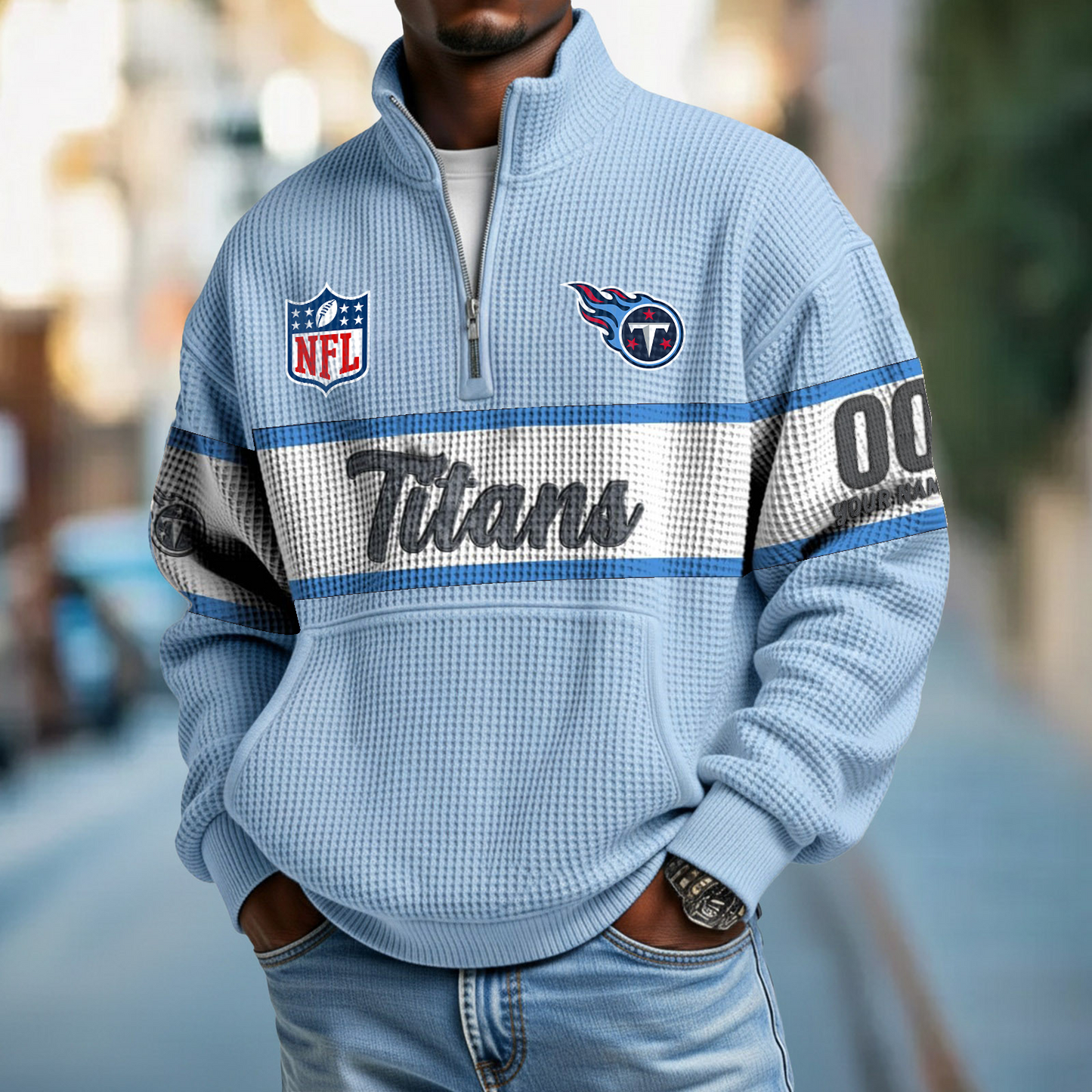 TEN x NFL Quarter-Zip Waffle Pullover DATND TANTD