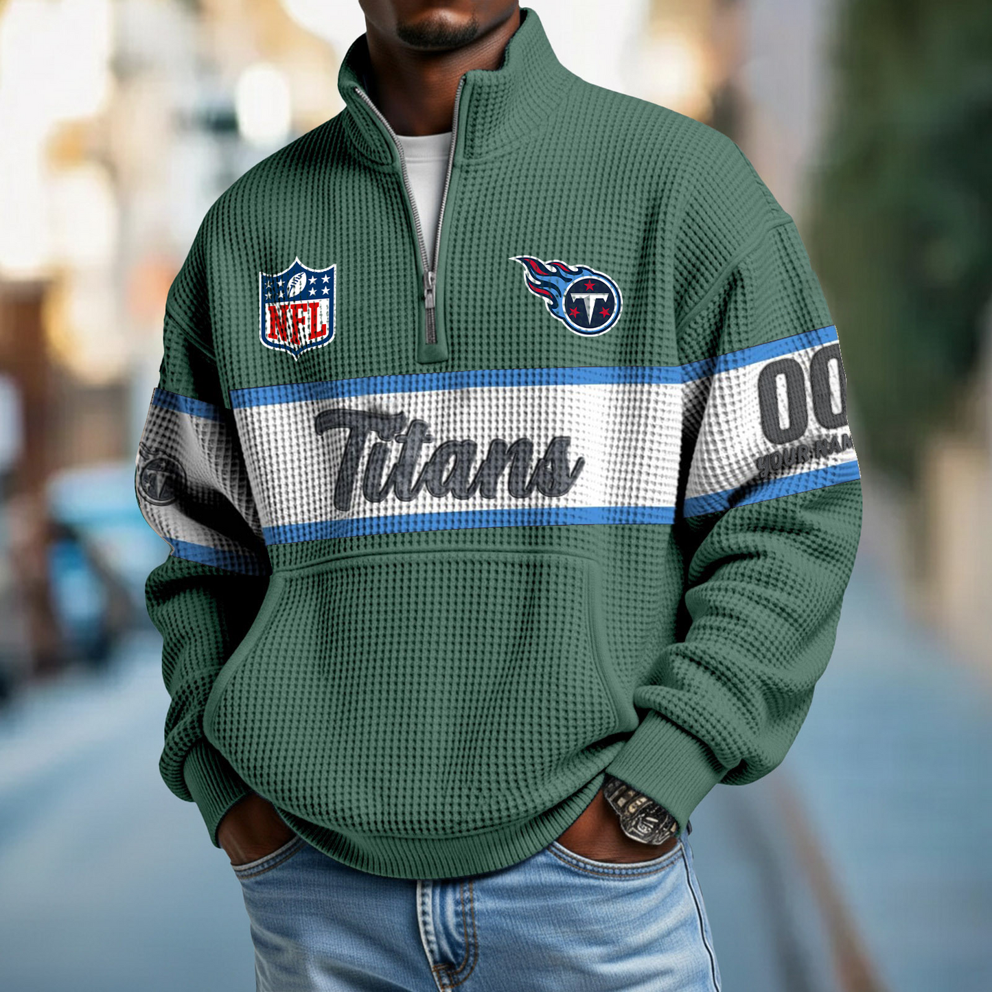 TEN x NFL Quarter-Zip Waffle Pullover DATND TANTD