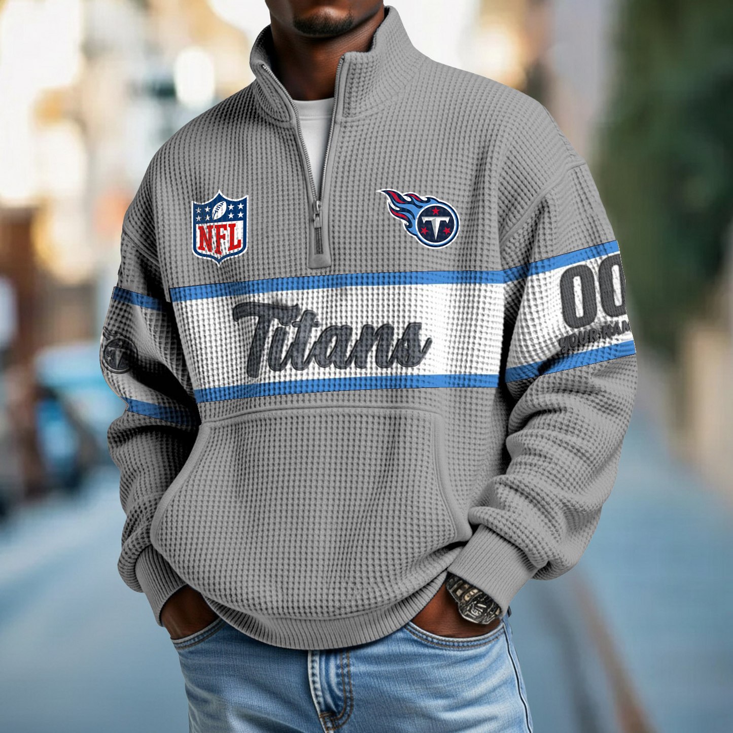 TEN x NFL Quarter-Zip Waffle Pullover DATND TANTD
