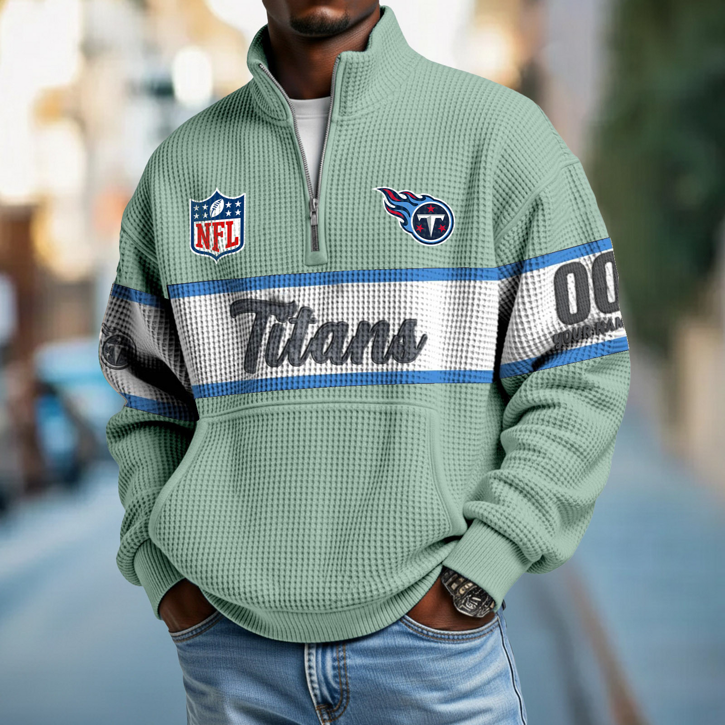 TEN x NFL Quarter-Zip Waffle Pullover DATND TANTD