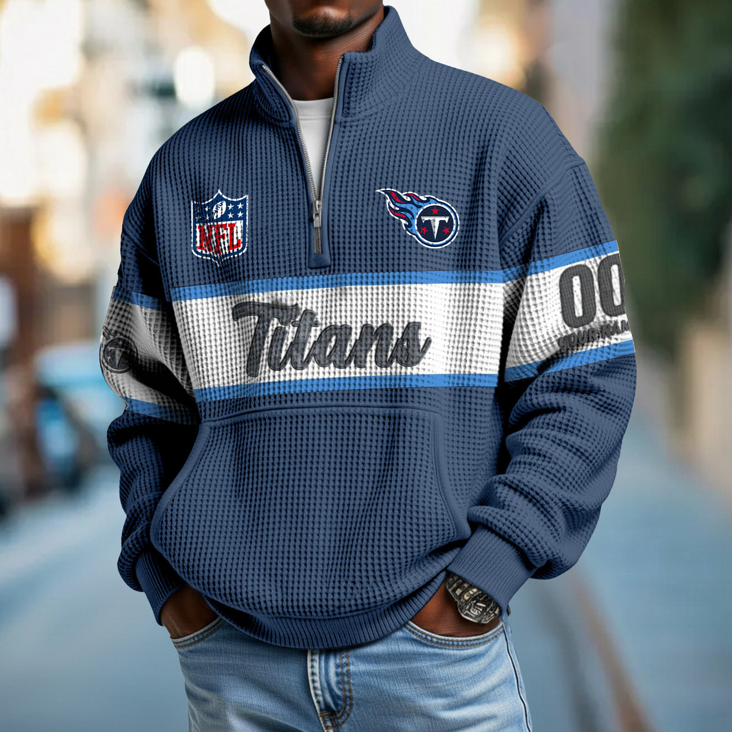 TEN x NFL Quarter-Zip Waffle Pullover DATND TANTD