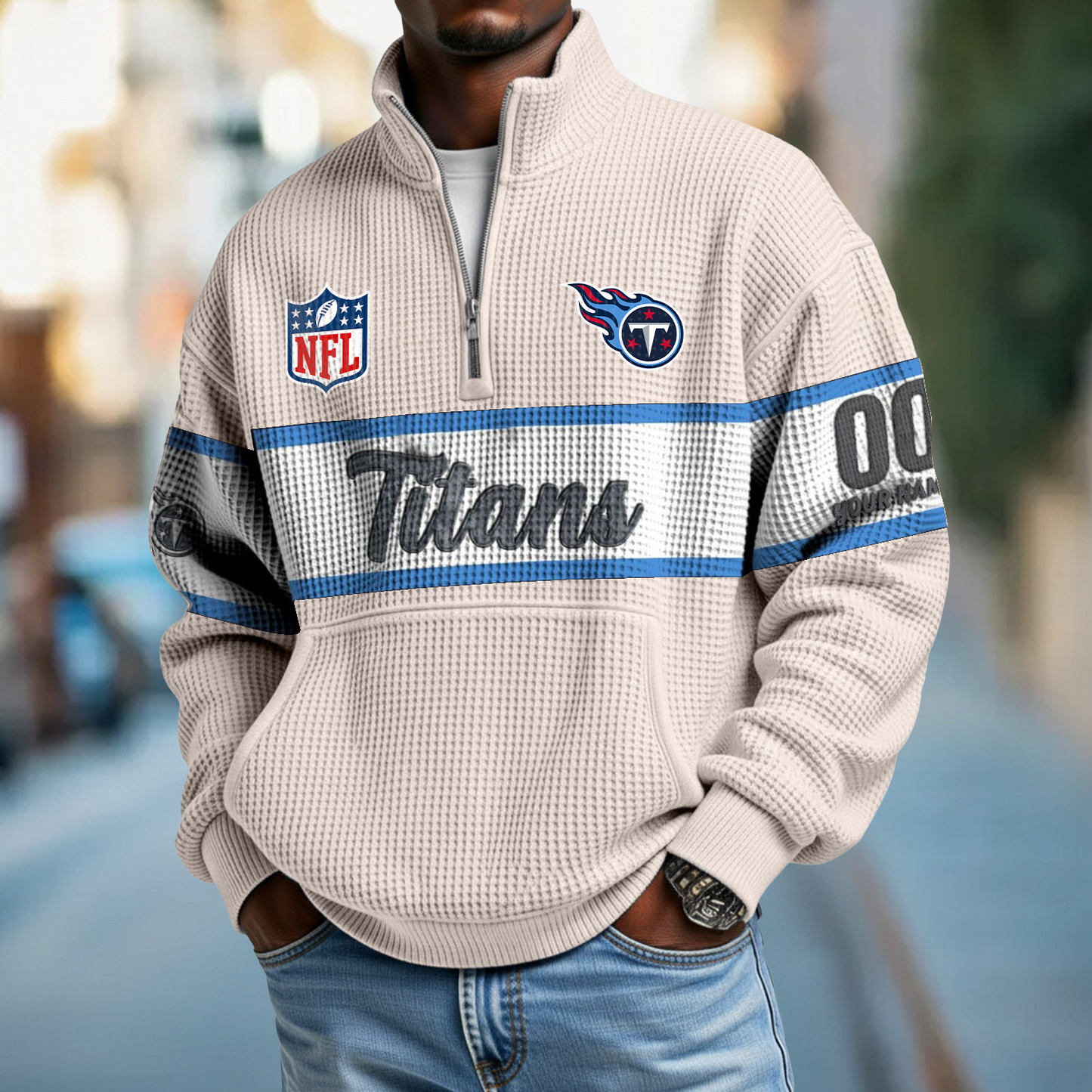 TEN x NFL Quarter-Zip Waffle Pullover DATND TANTD