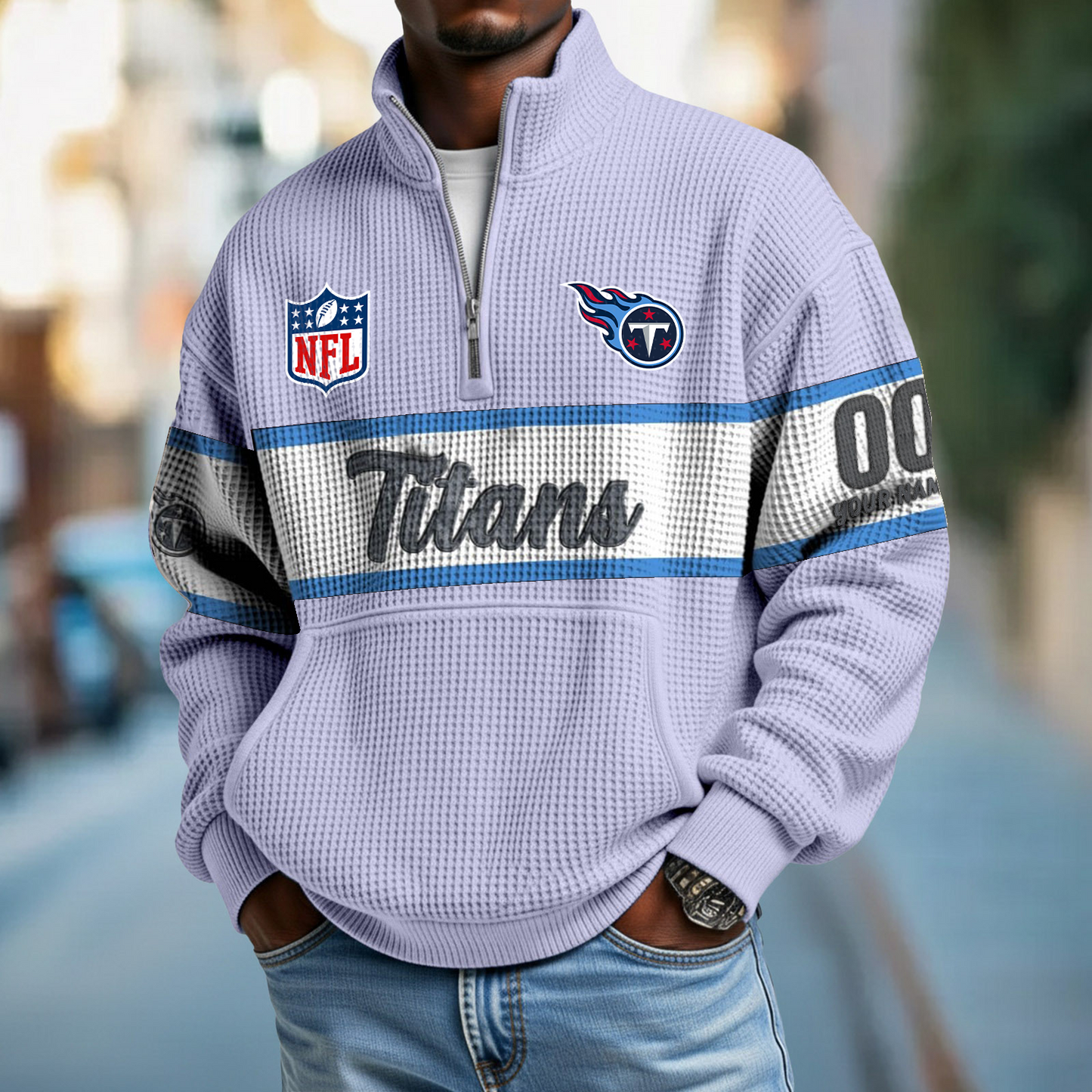 TEN x NFL Quarter-Zip Waffle Pullover DATND TANTD