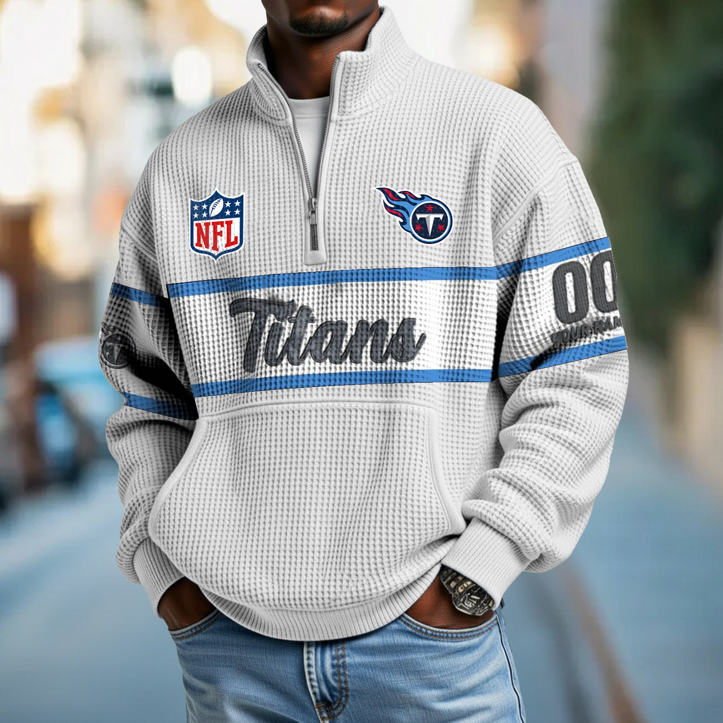 TEN x NFL Quarter-Zip Waffle Pullover DATND TANTD