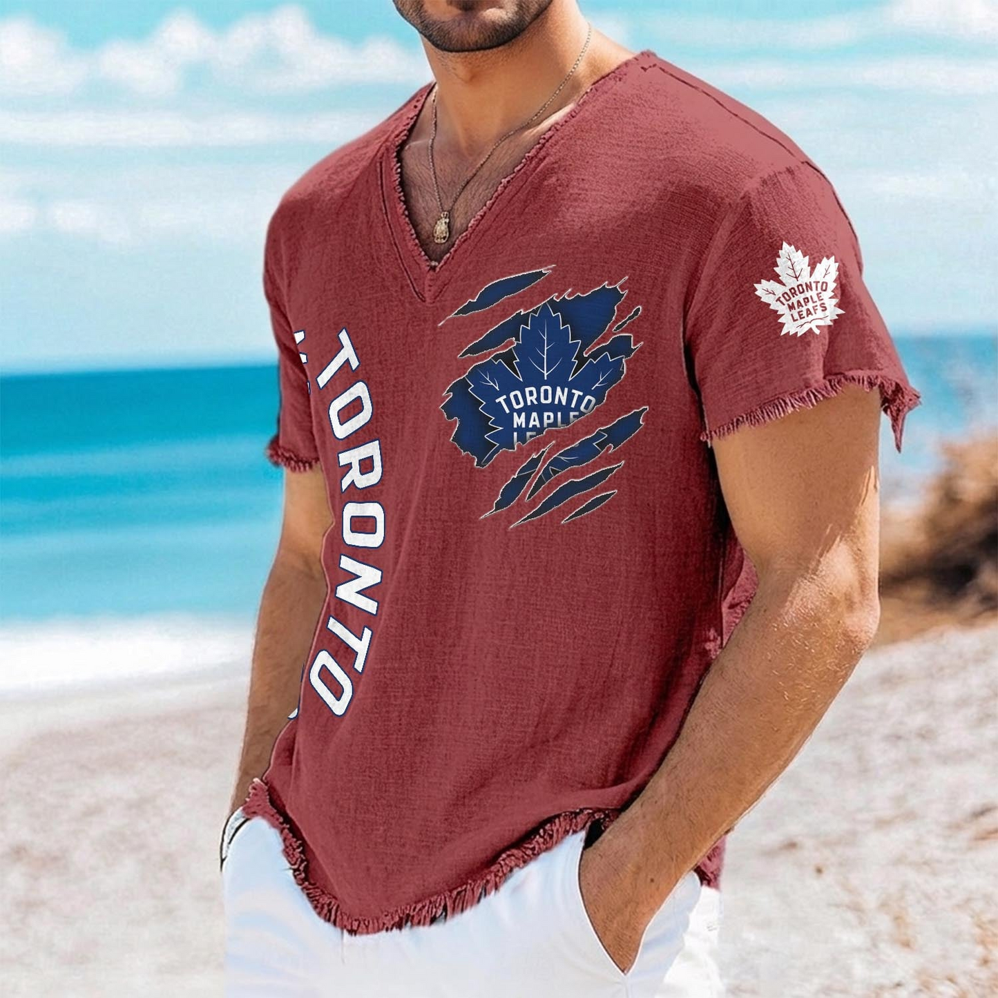 TOR x NHL V-Neck Linen Beach Shirt 1905 DatND DVT