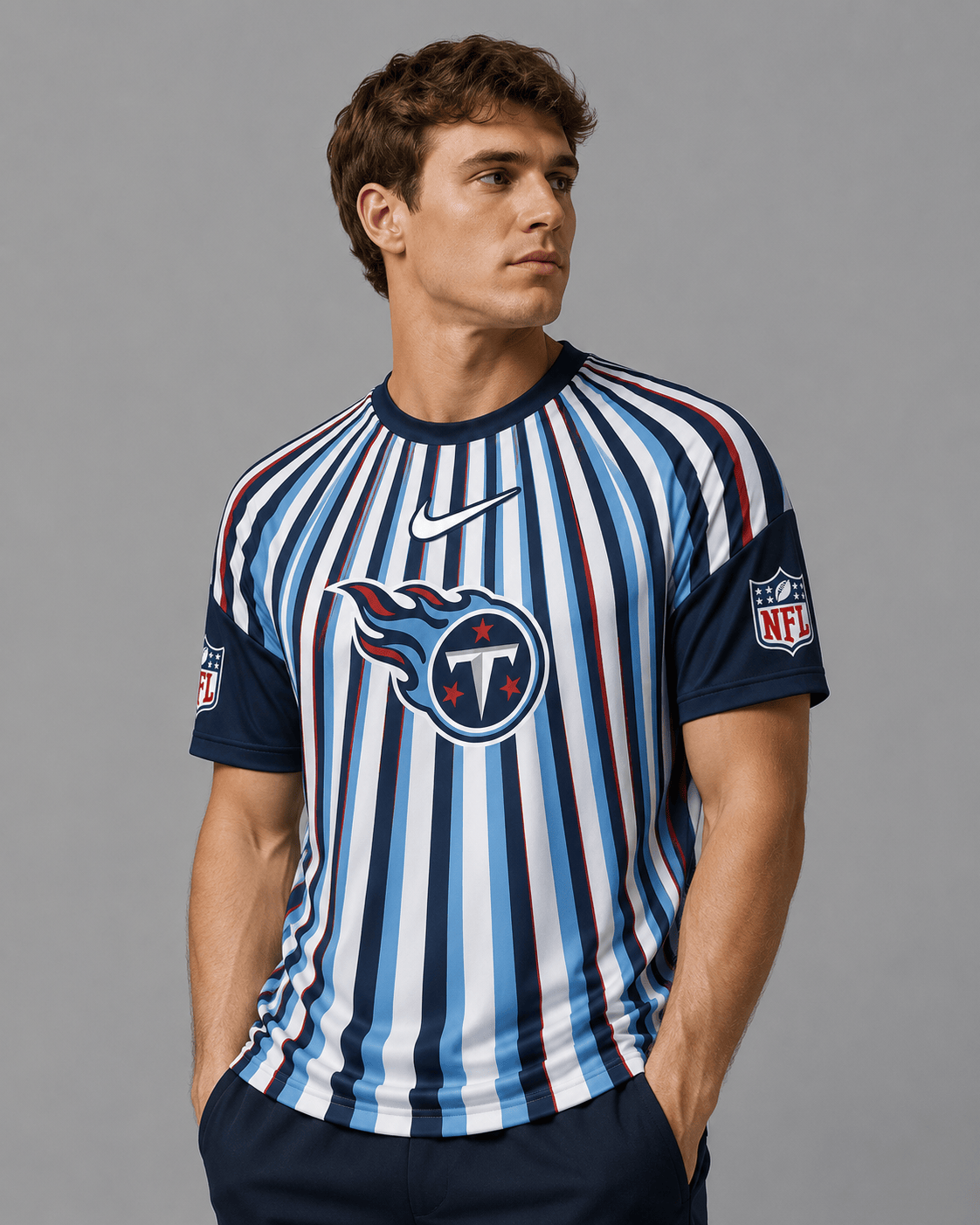 TT Premium NFL Men’s Athletic Vertical Stripe T-Shirt