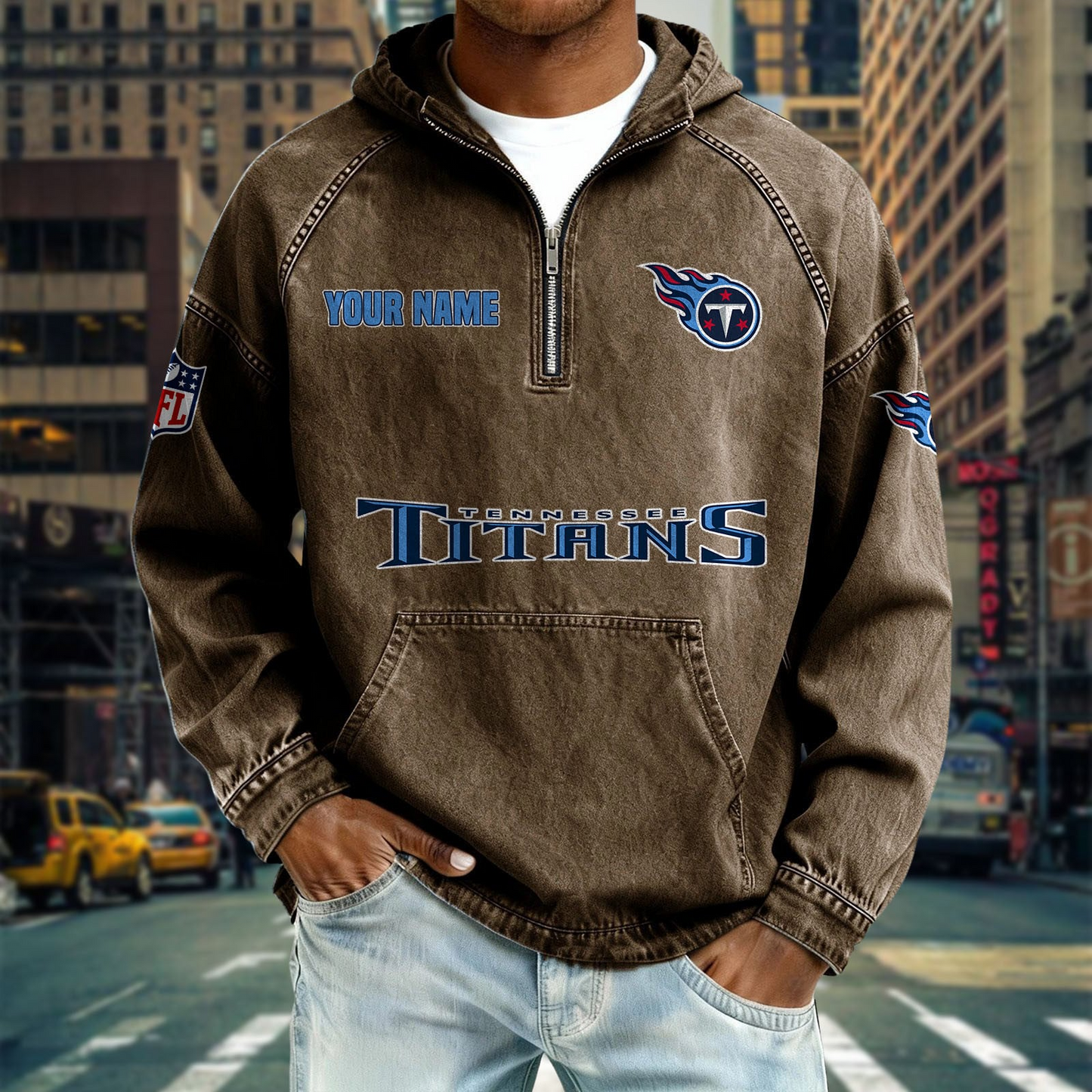 TT x NFL Denim Long - Sleeved Hooded Sweatshirt DDT NTL