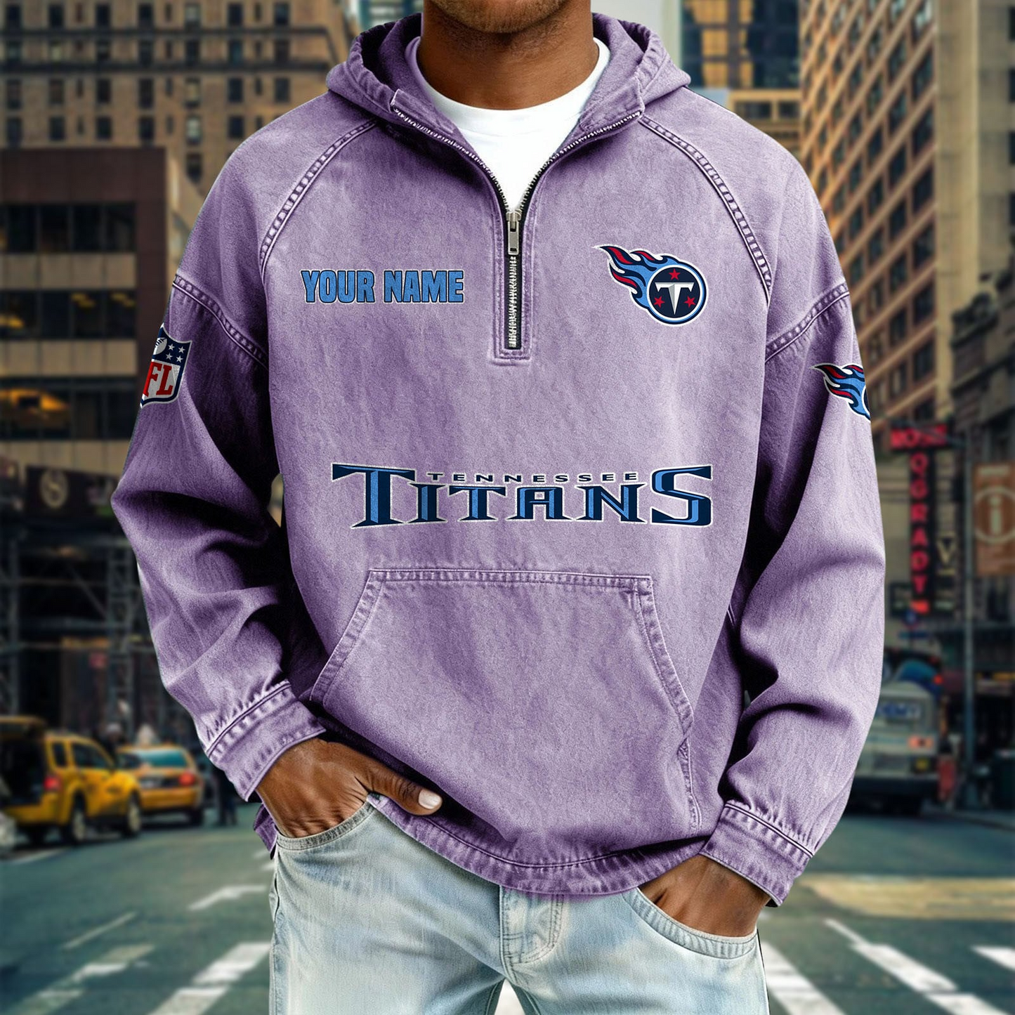 TT x NFL Denim Long - Sleeved Hooded Sweatshirt DDT NTL