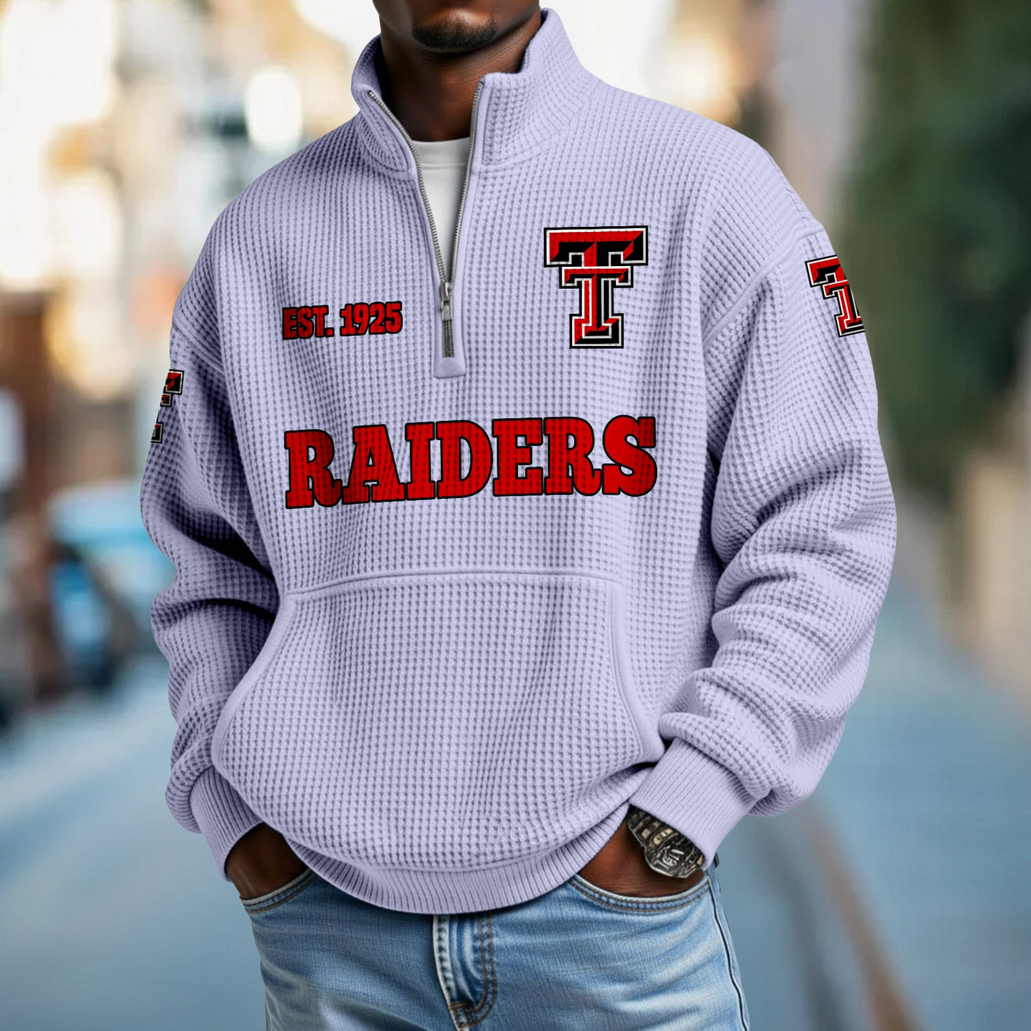 TTU x College Football - Waffle Stand Collar Half Zip Sweatshirt DatND DVT