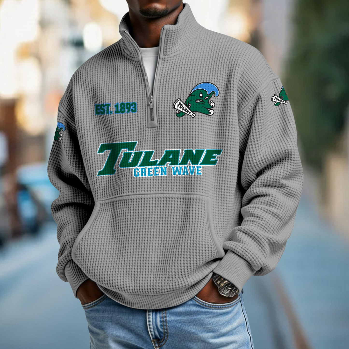 TULN x College Football - Waffle Stand Collar Half Zip Sweatshirt DatND DVT