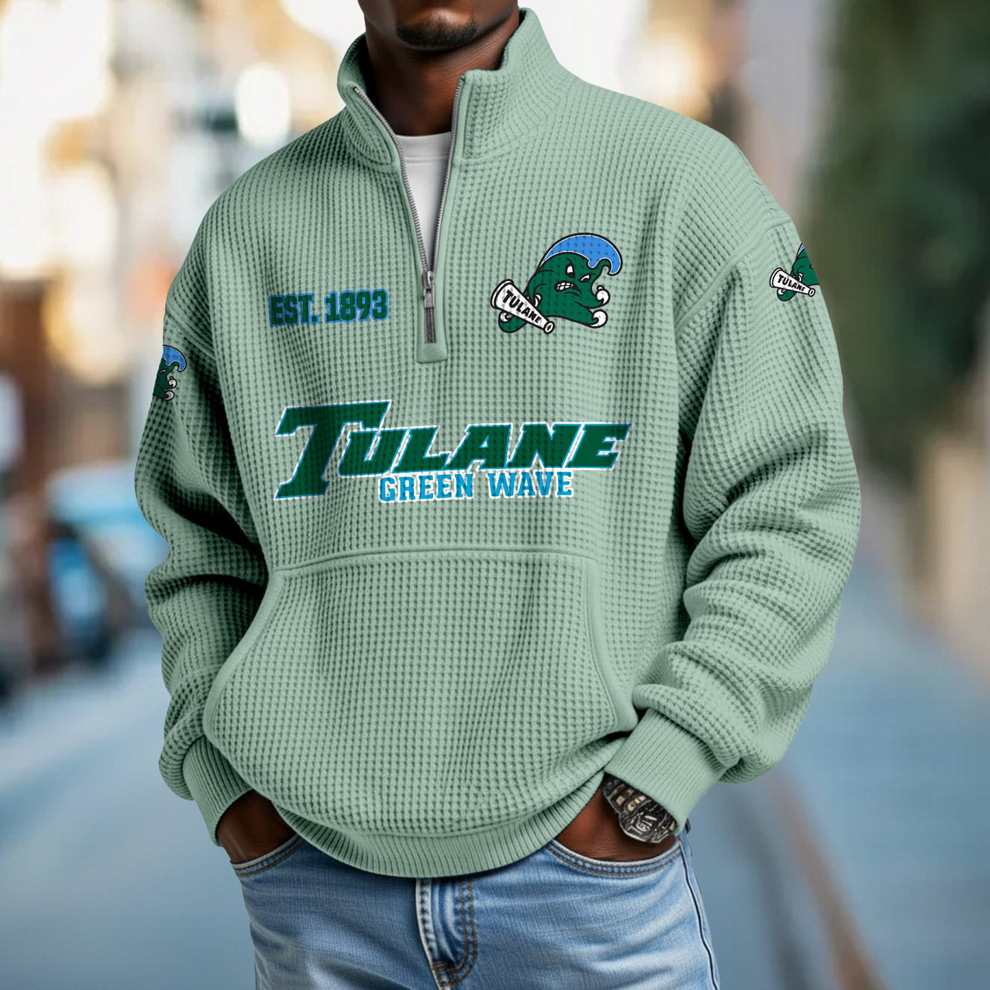 TULN x College Football - Waffle Stand Collar Half Zip Sweatshirt DatND DVT