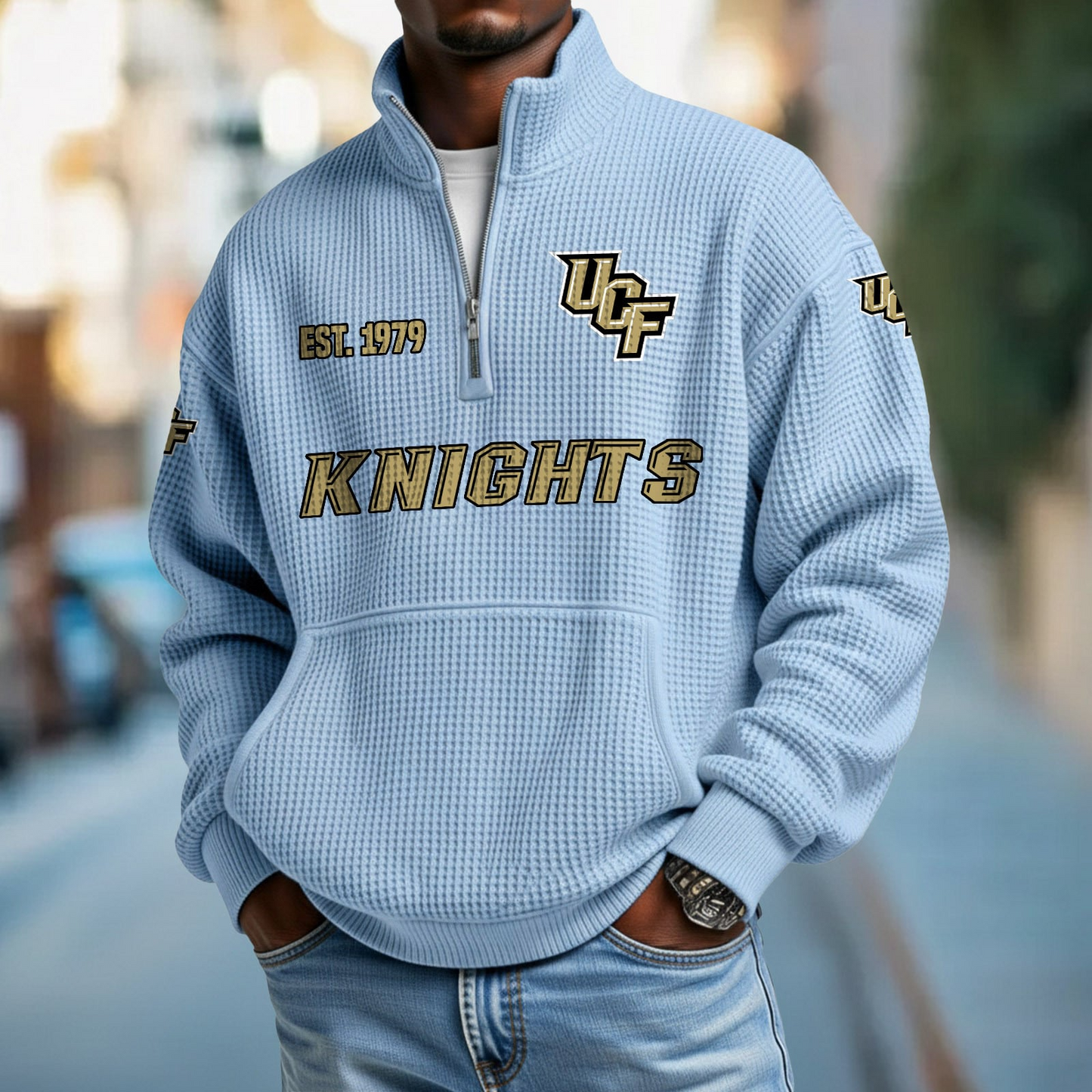 UCF x College Football - Waffle Stand Collar Half Zip Sweatshirt DatND DVT