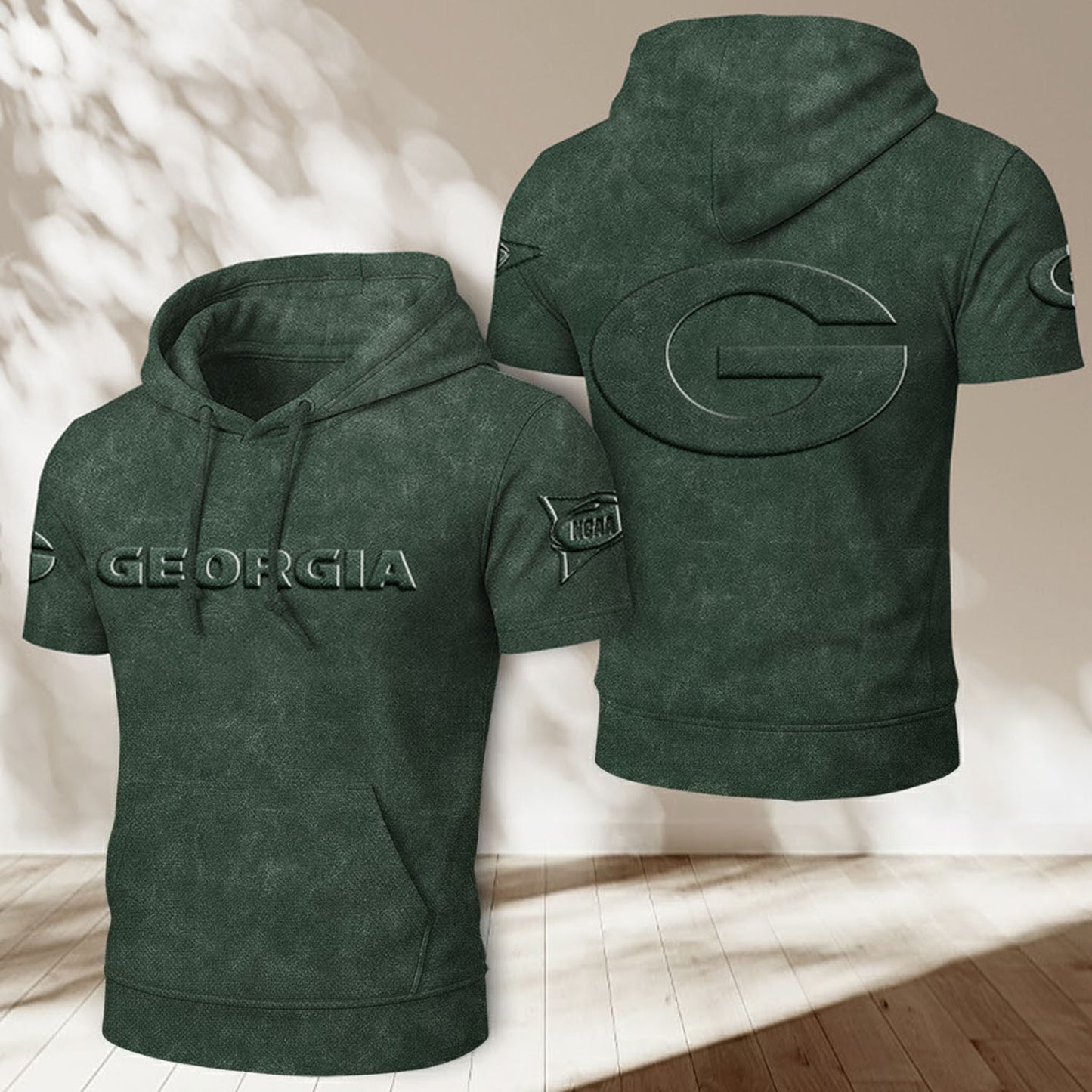 UGA x NCAA Half Sleeve Hoodie T-Shirt DatND ThuongNH