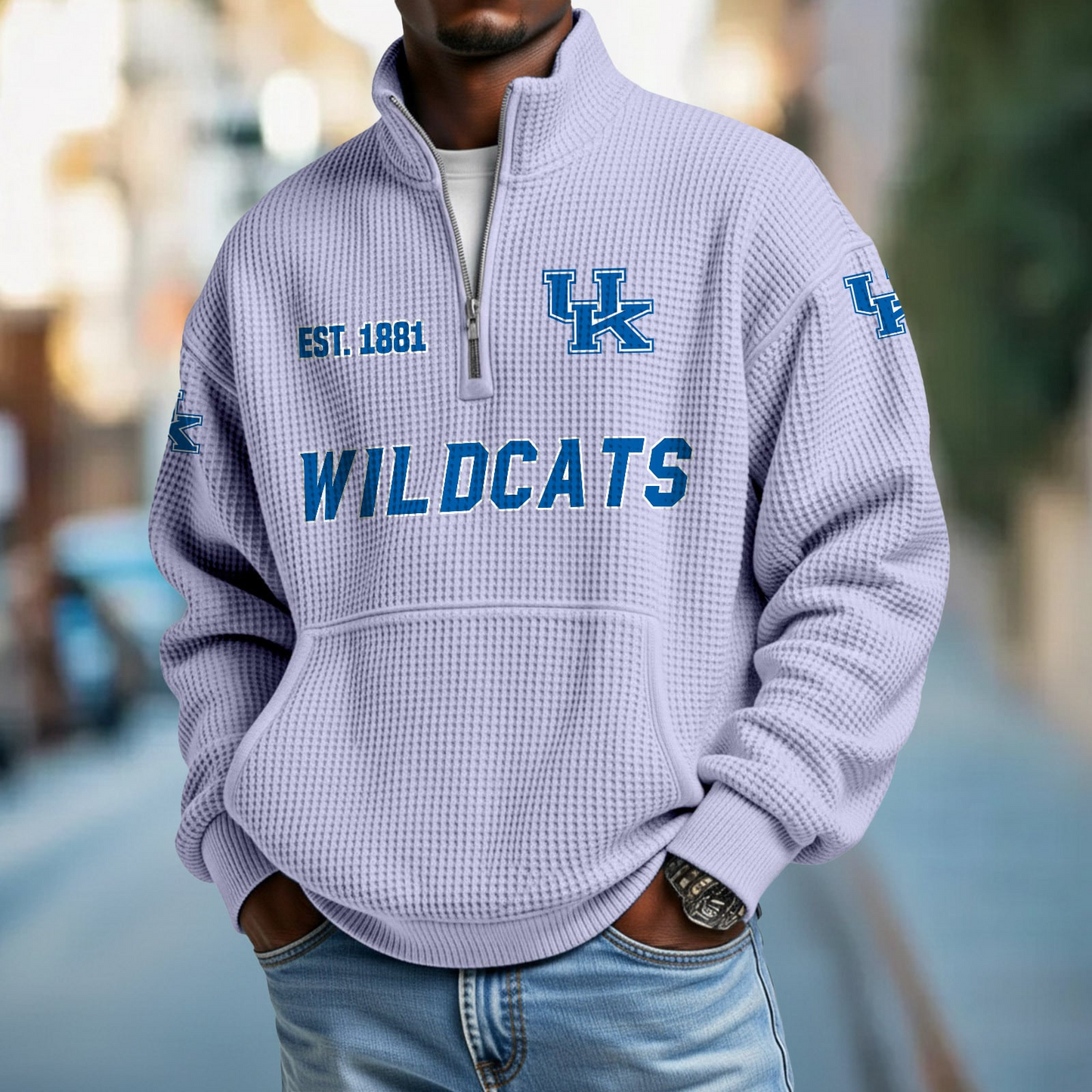 UK x College Football - Waffle Stand Collar Half Zip Sweatshirt DatND DVT