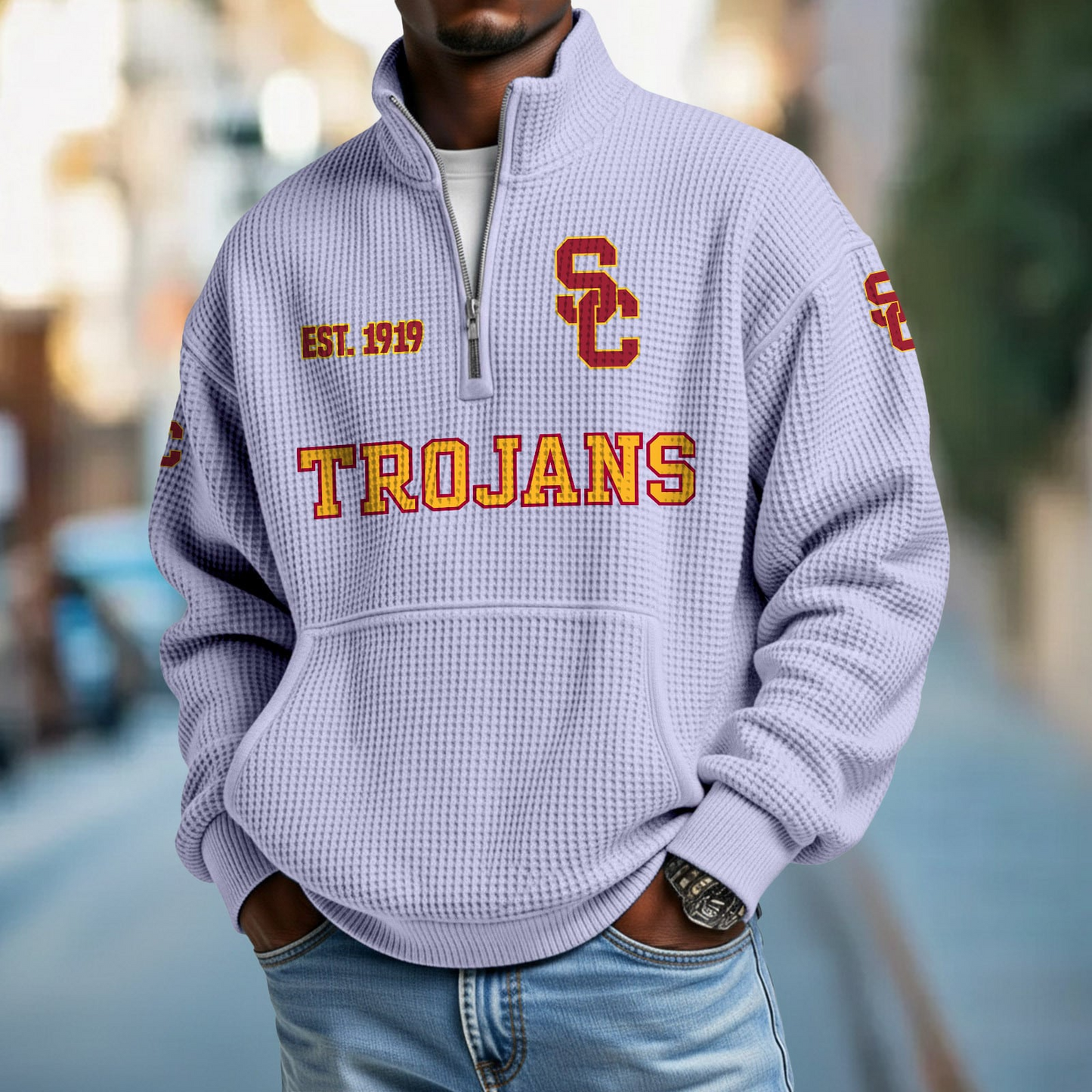 USC x College Football - Waffle Stand Collar Half Zip Sweatshirt DatND DVT