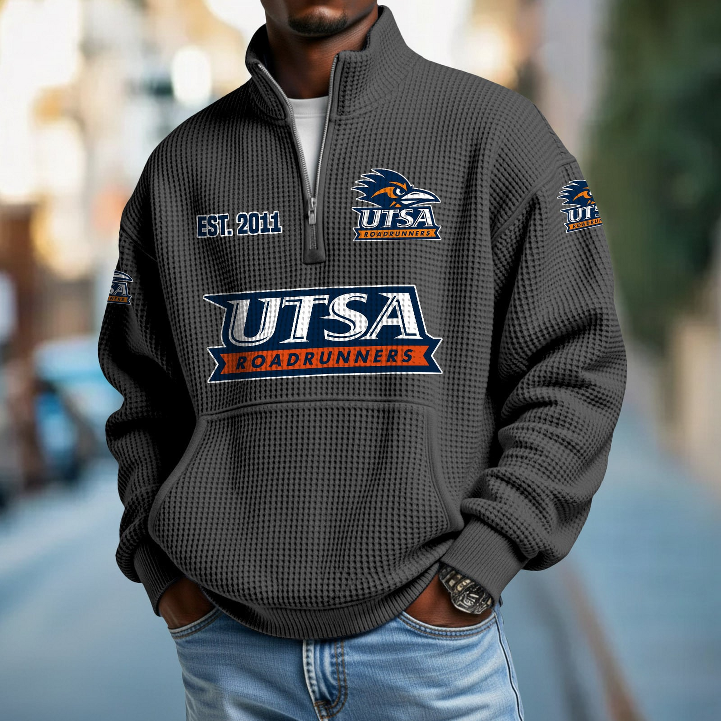 UTSA x College Football - Waffle Stand Collar Half Zip Sweatshirt DatND DVT