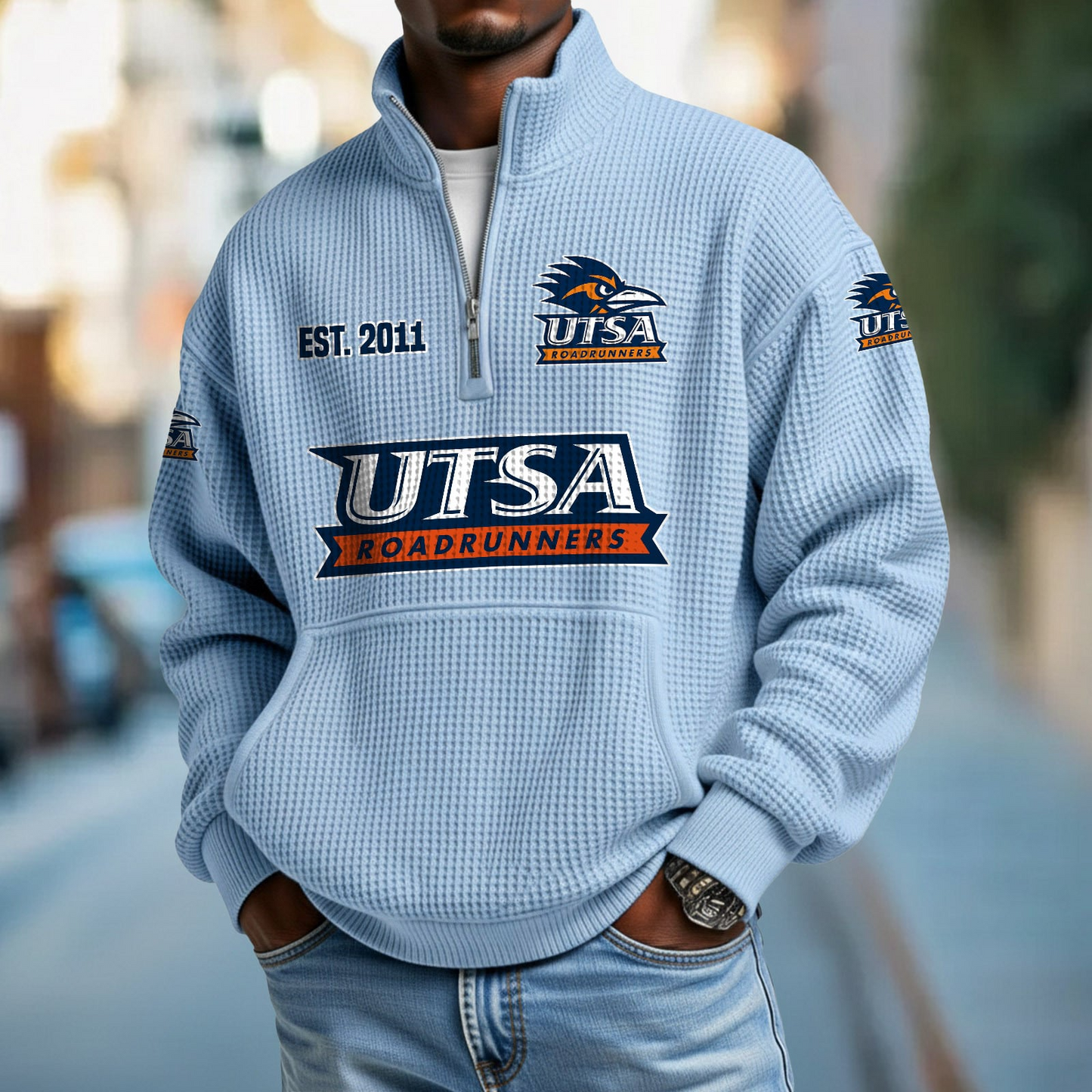 UTSA x College Football - Waffle Stand Collar Half Zip Sweatshirt DatND DVT