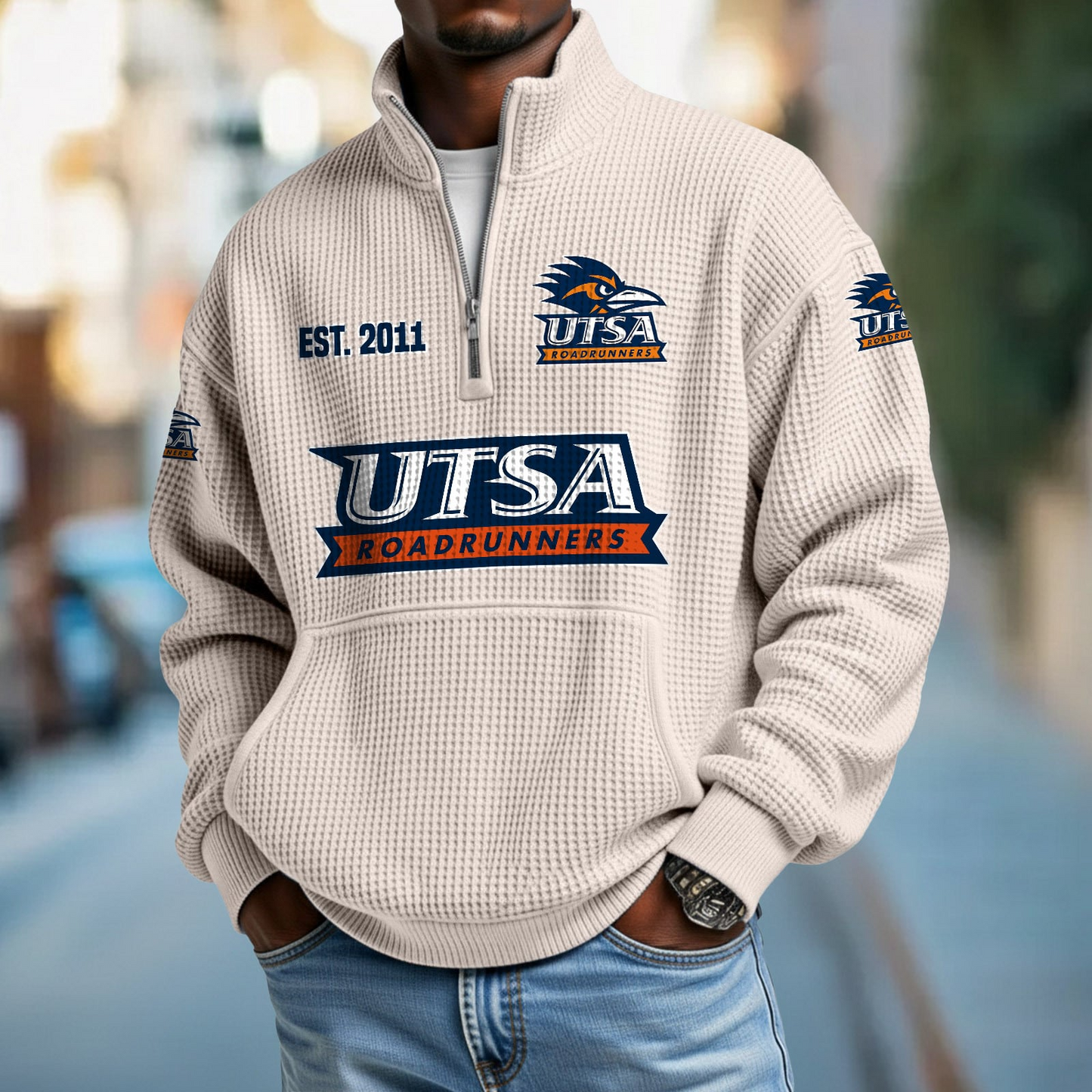 UTSA x College Football - Waffle Stand Collar Half Zip Sweatshirt DatND DVT