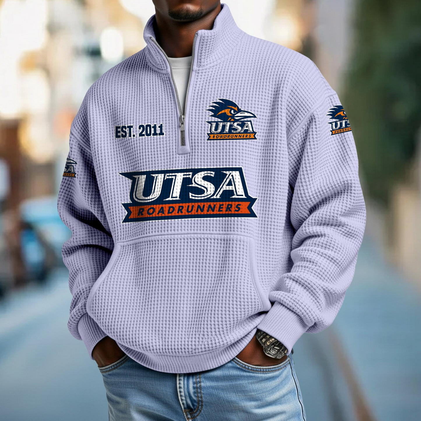 UTSA x College Football - Waffle Stand Collar Half Zip Sweatshirt DatND DVT