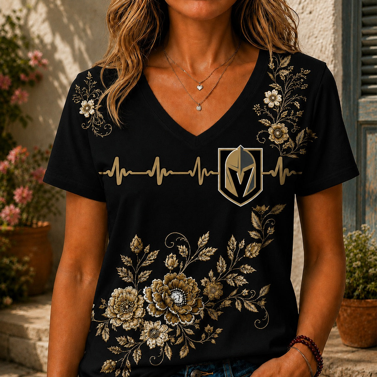 VGK x NHL Luxury Women V-Neck Shirt